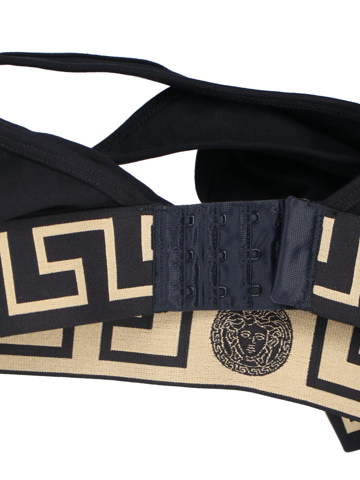 Versace Greca Print Triangle Bralette In Black