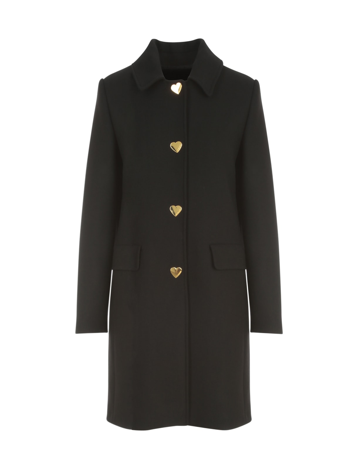 Love Moschino Single Breasted Coat W/heart Buttons
