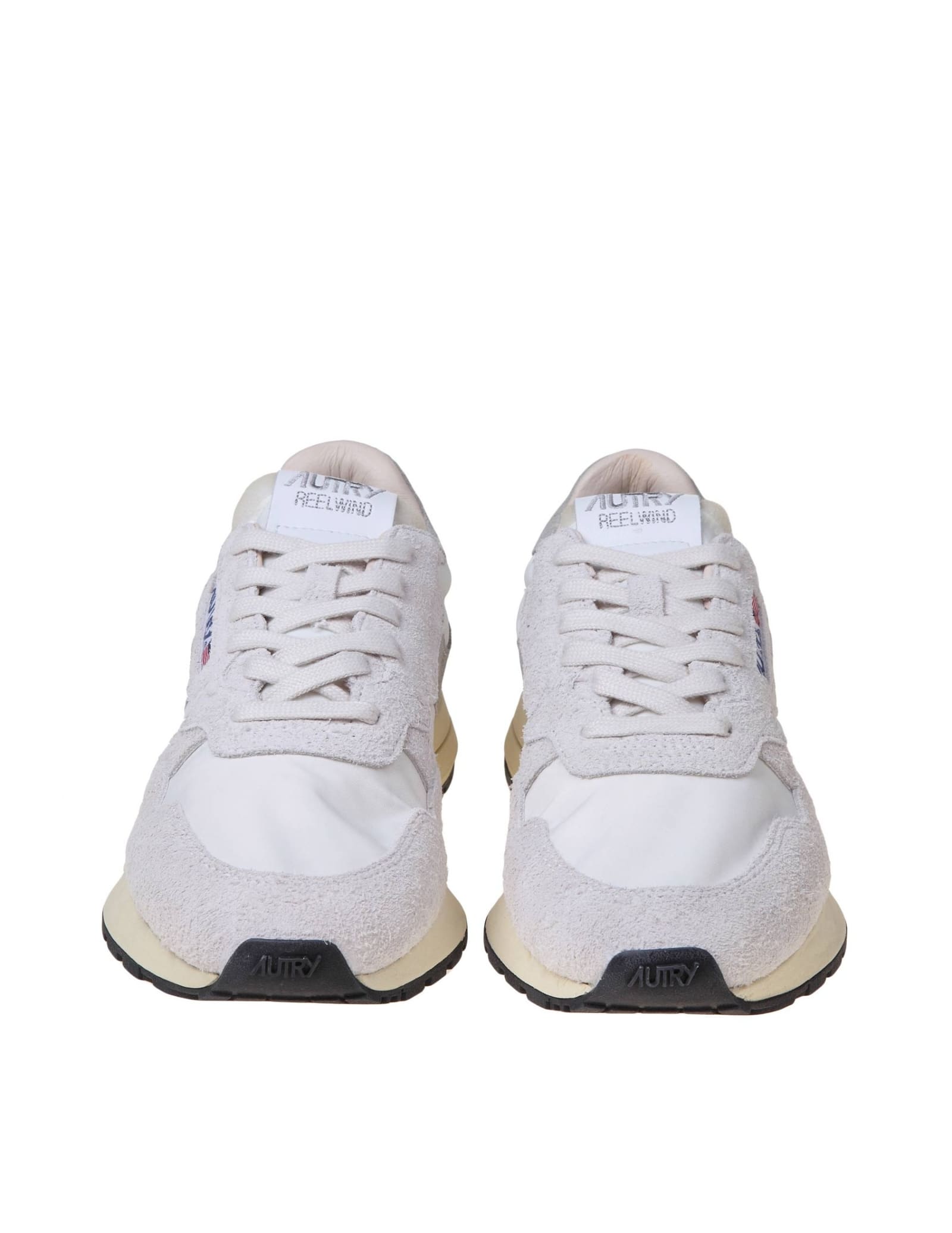 Shop Autry Reelwind Low Sneakers In White Suede And Nylon