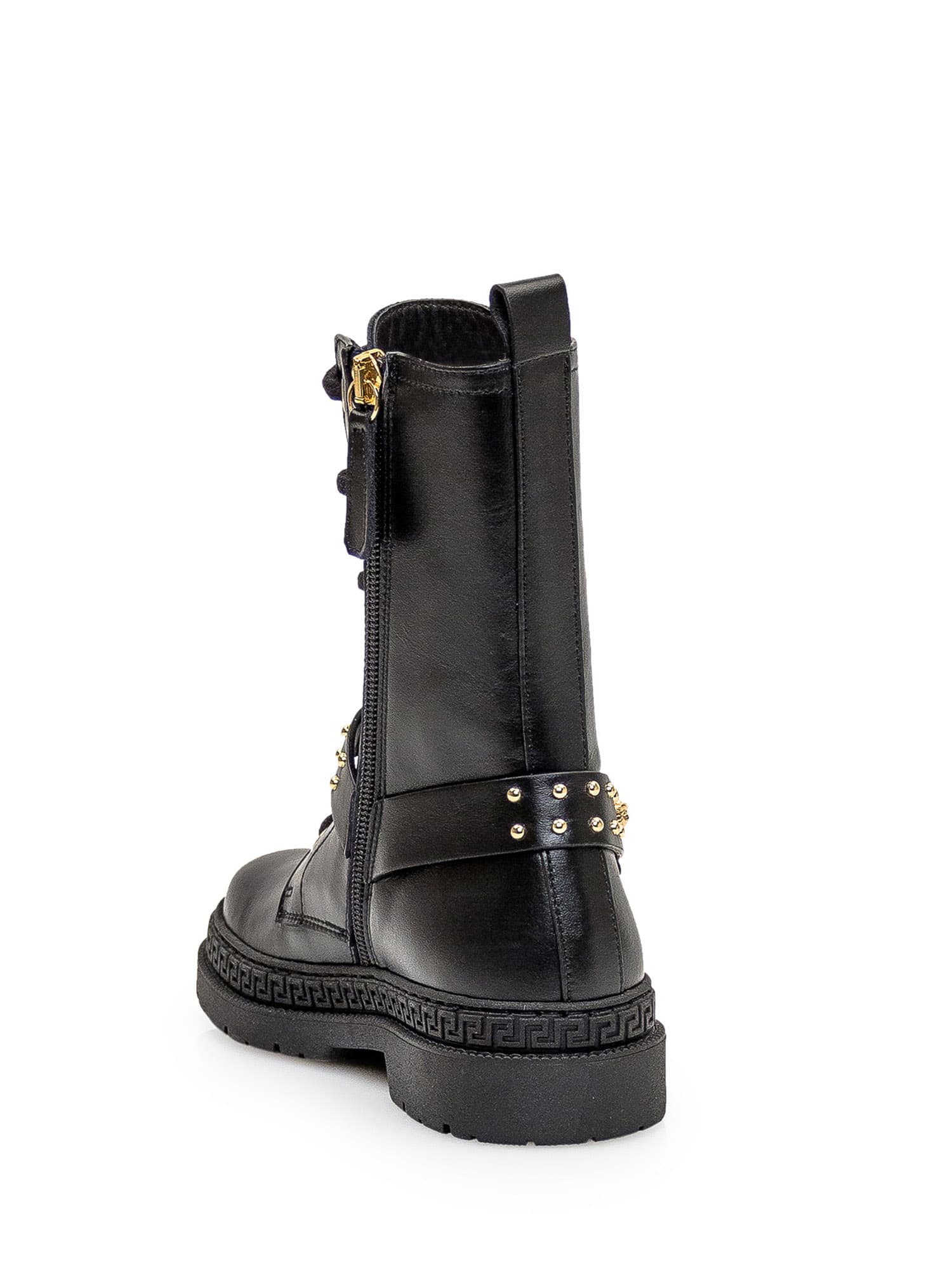 Shop Young Versace Motorcycle Boots From Medusa In V Nero Oro