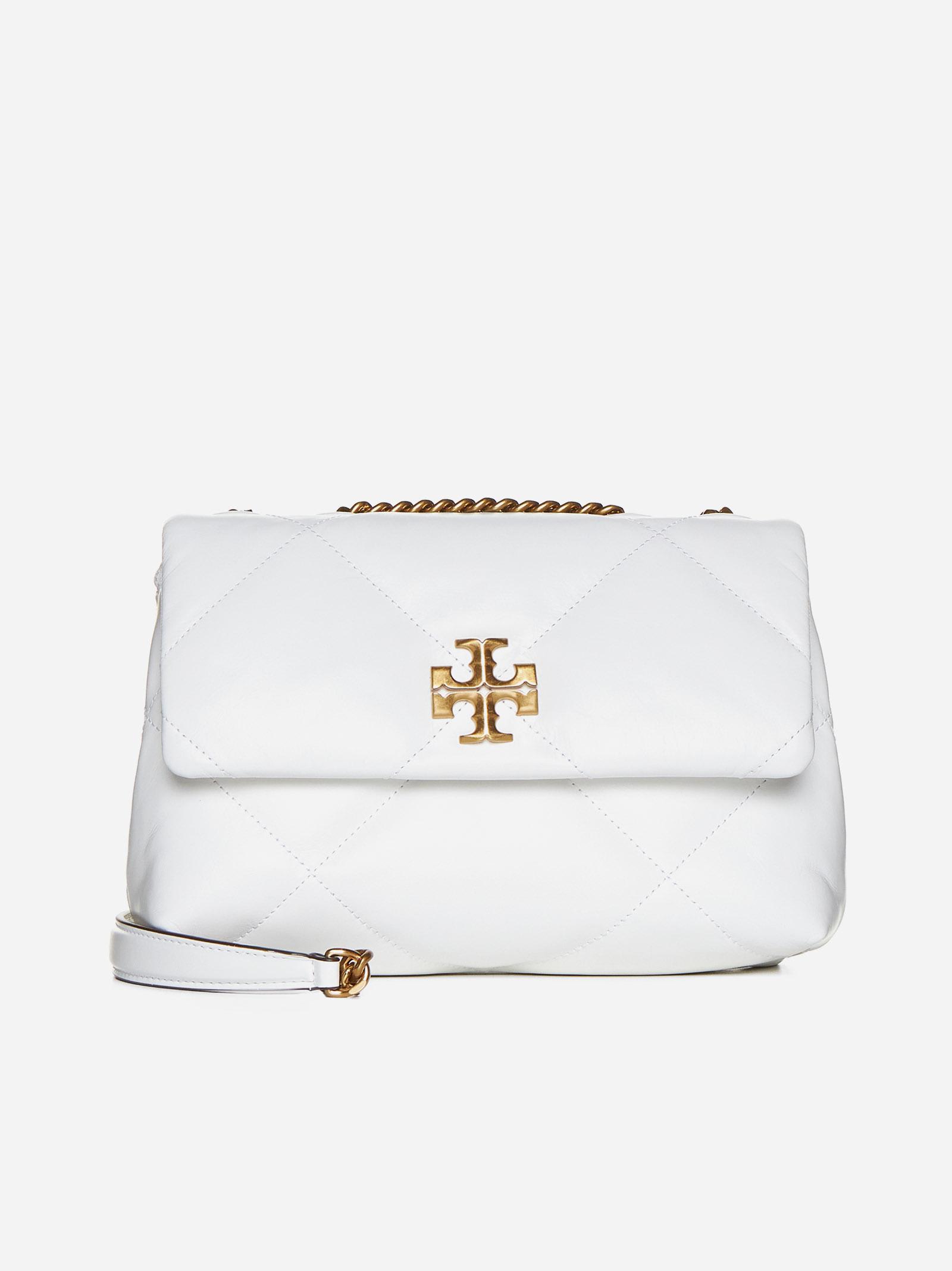 Shop Tory Burch Kira Quilted Leather Convertible Small Bag In White