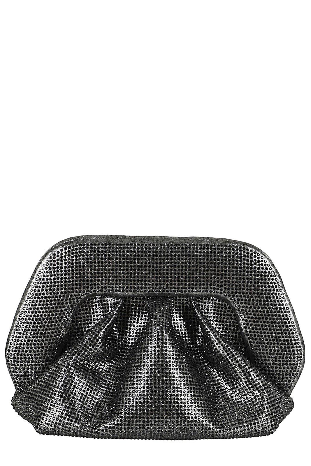 Shop Themoirè Gea Ruched Embellished Clutch Bag  In Black