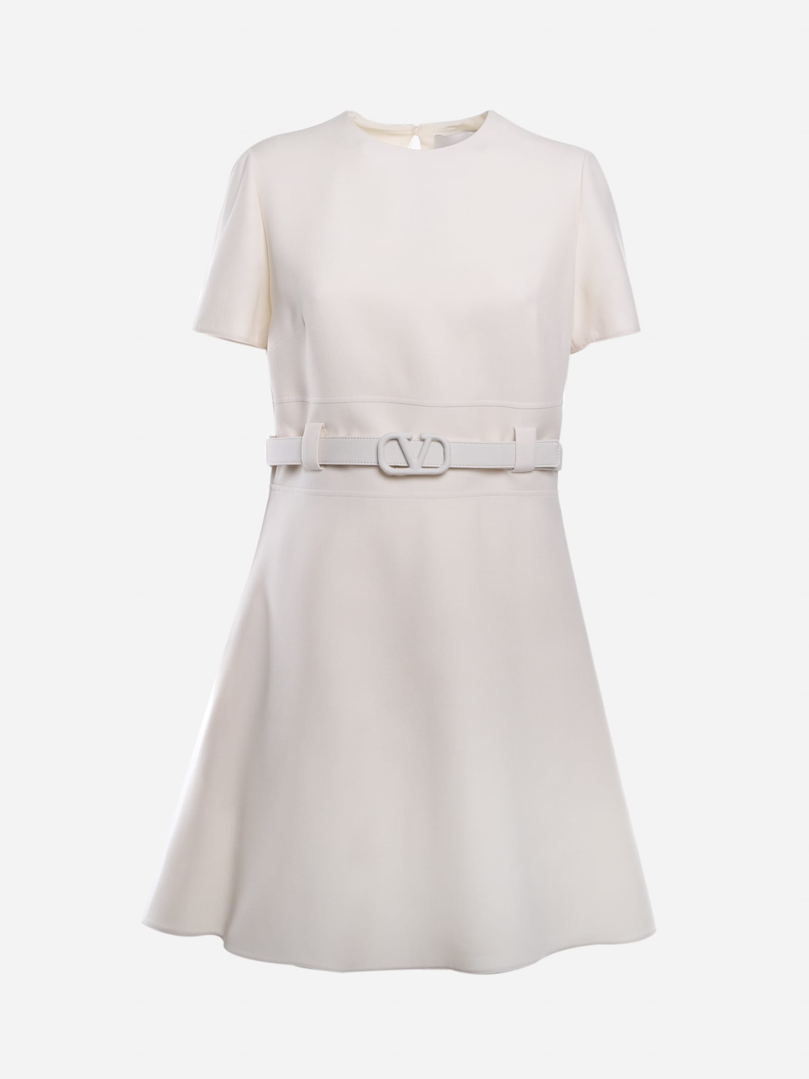 Photo of  Valentino Silk And Wool Dress With V-logo Belt- shop Valentino Dresses, Silk Dresses online sales