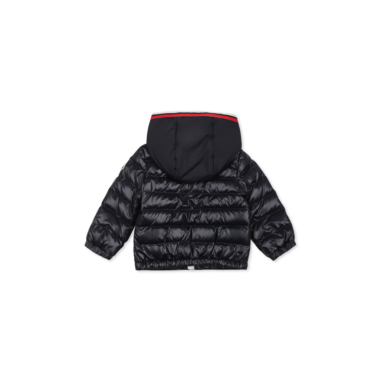 MONCLER BLUE DOWN JACKET FOR BABY BOY WITH LOGO