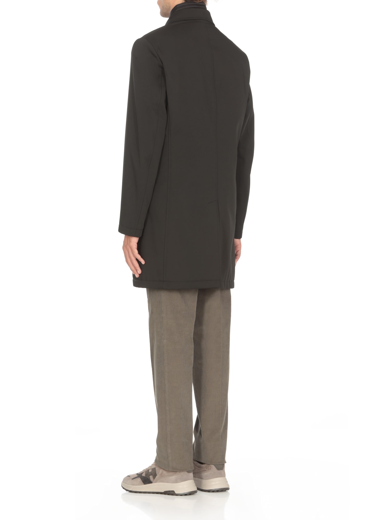 Fay Double-breasted Stand-up Collar Padded Coat In Black