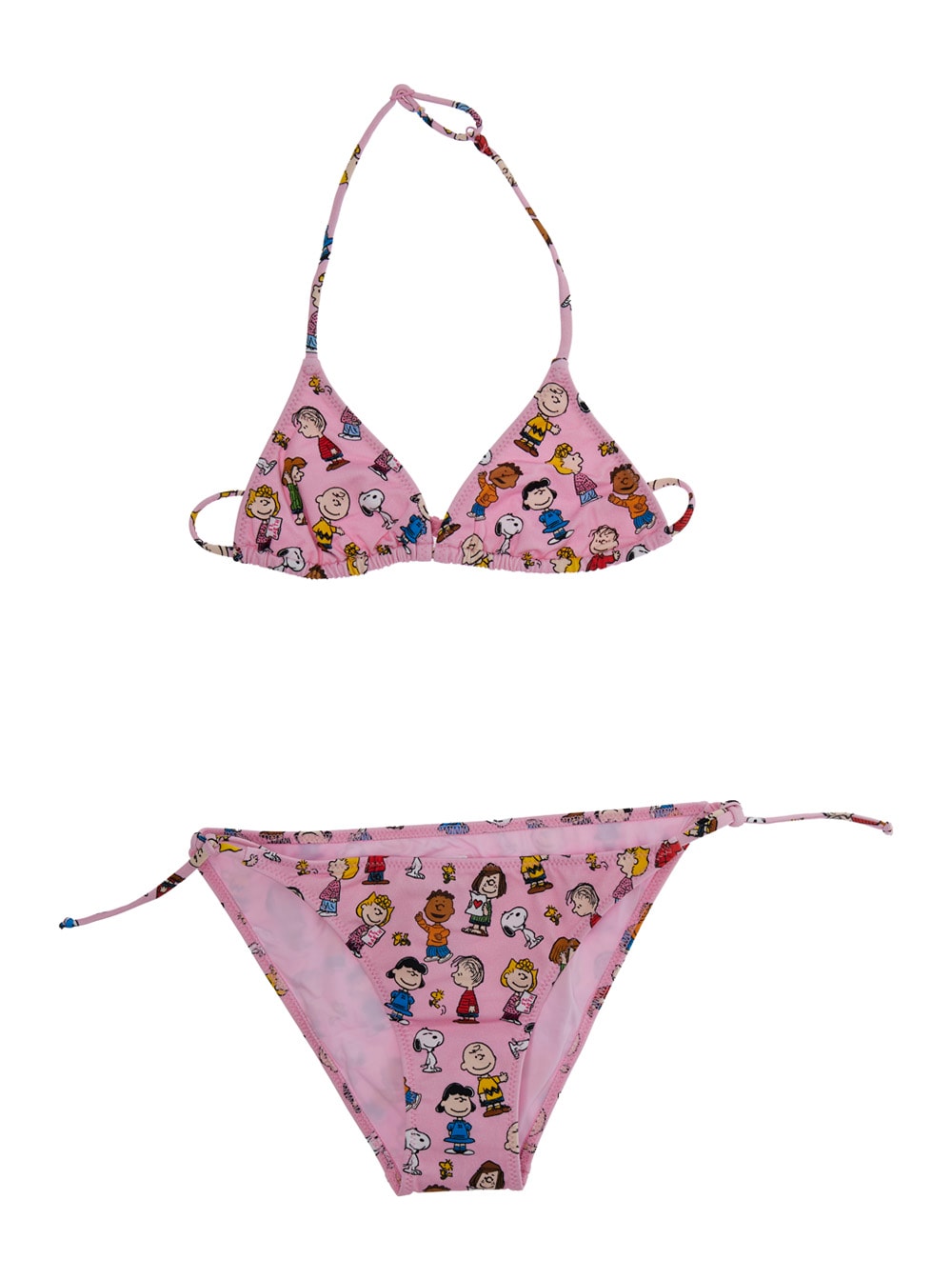 MC2 SAINT BARTH HOLLY PINK BIKINI WITH ALL-OVER PRINT AND TIE CLOSURE IN TECH FABRIC STRETCH GIRL