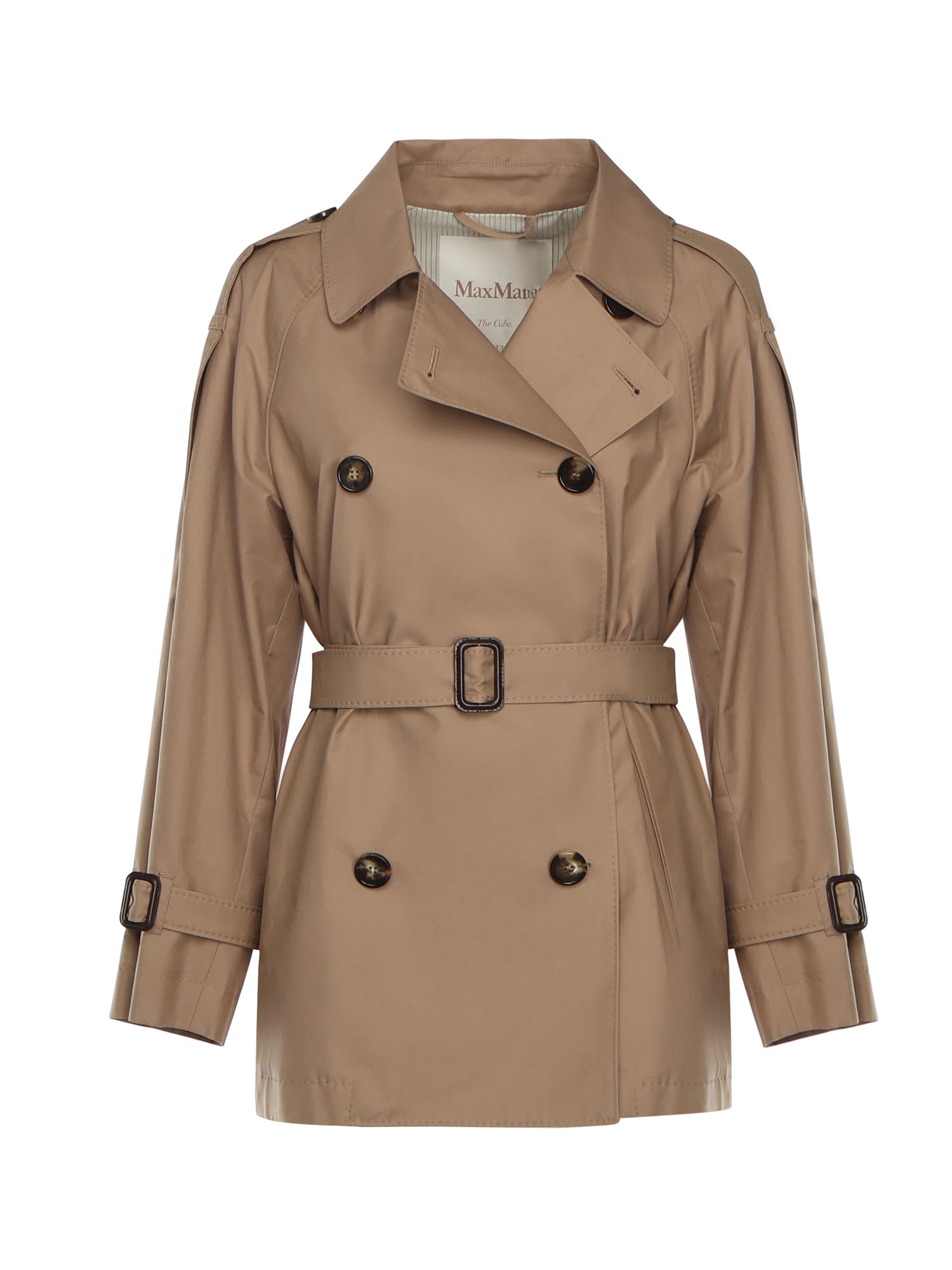 Max Mara The Cube Long Cotton Twill Trench Coat In Multi