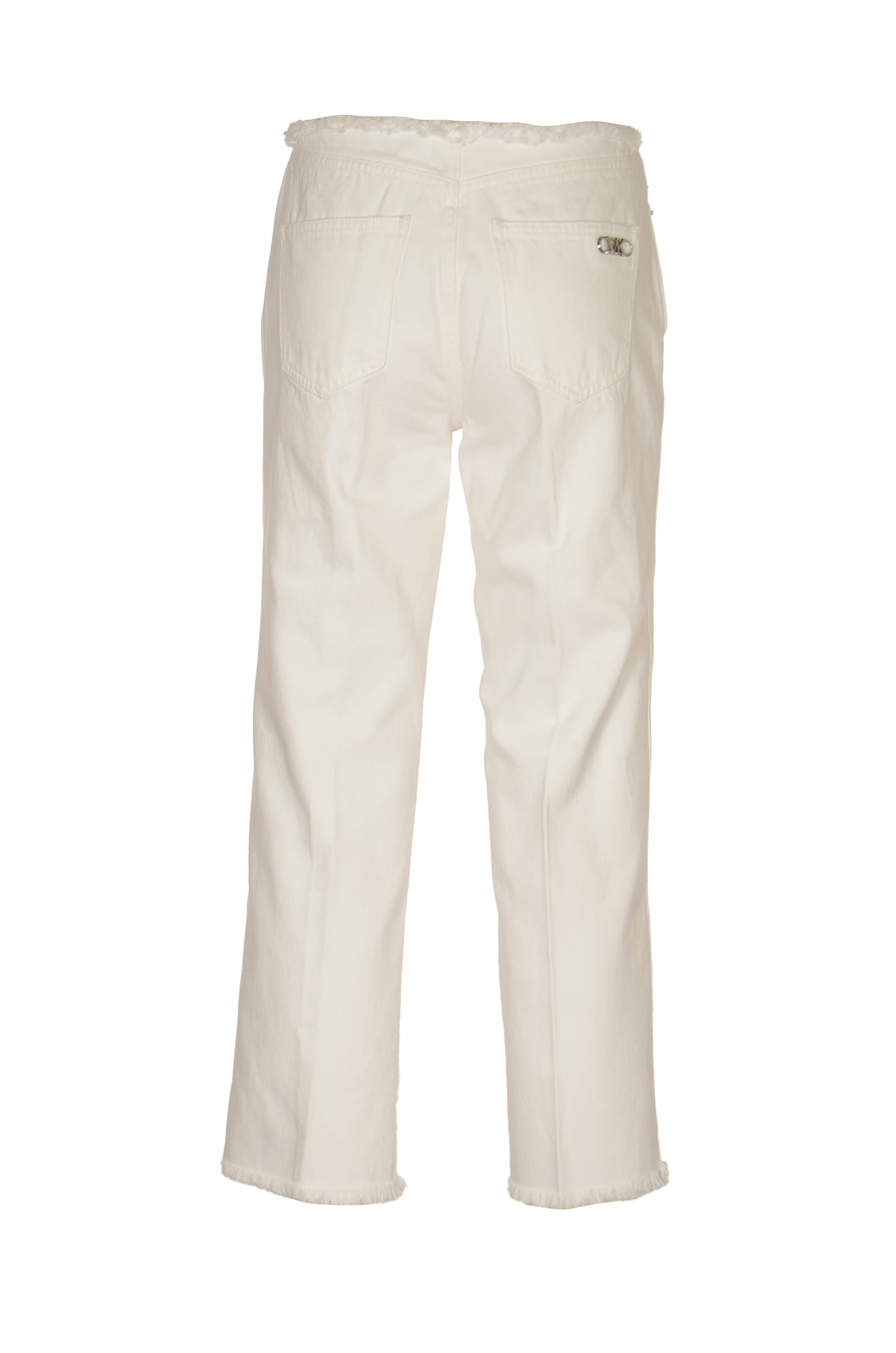 Shop Michael Kors Logo Detail Regular Jeans In Optic White