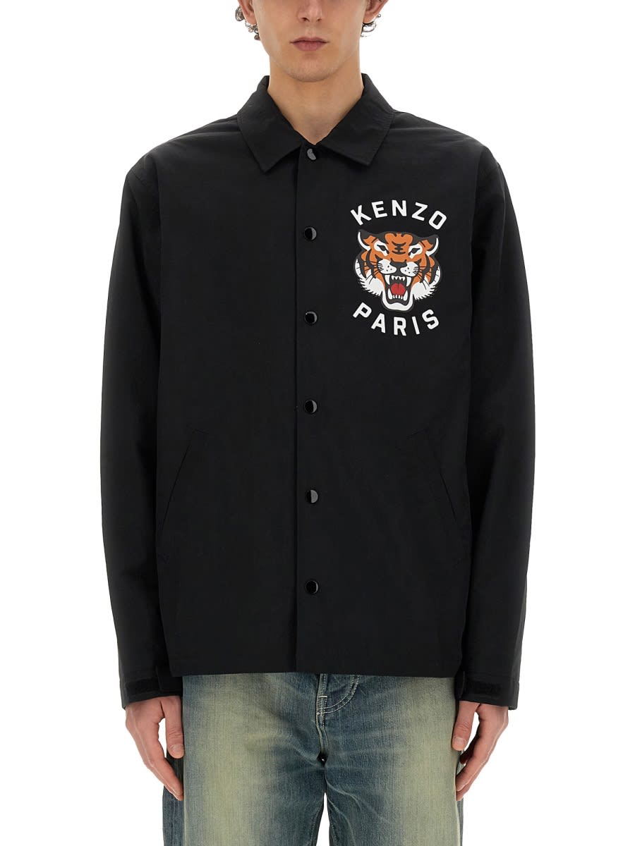 Shop Kenzo Quilted Coach Jacket  Lucky Tiger In Black
