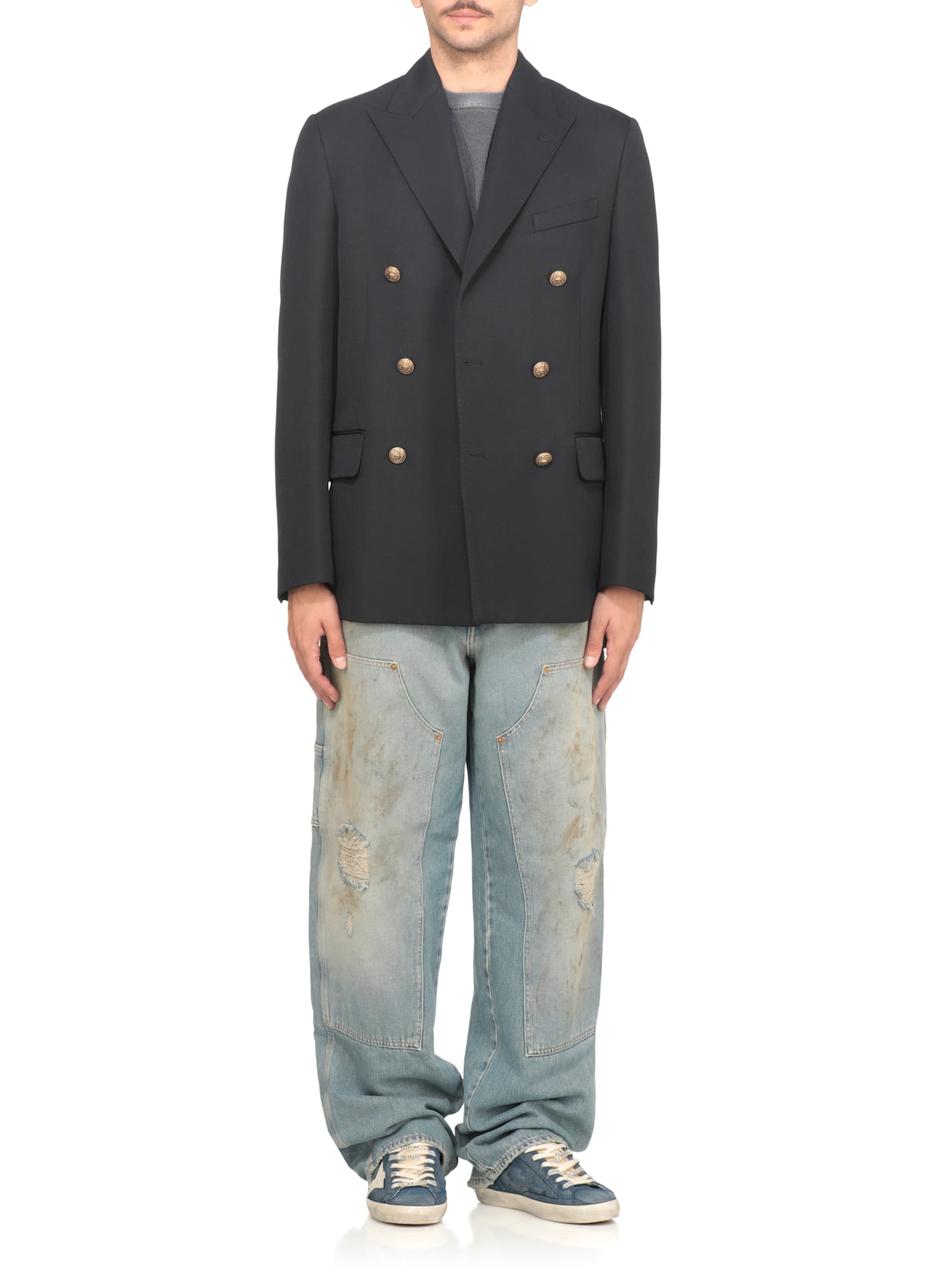 Golden Goose Super-star Suede Upper And Toe Foam In Blue