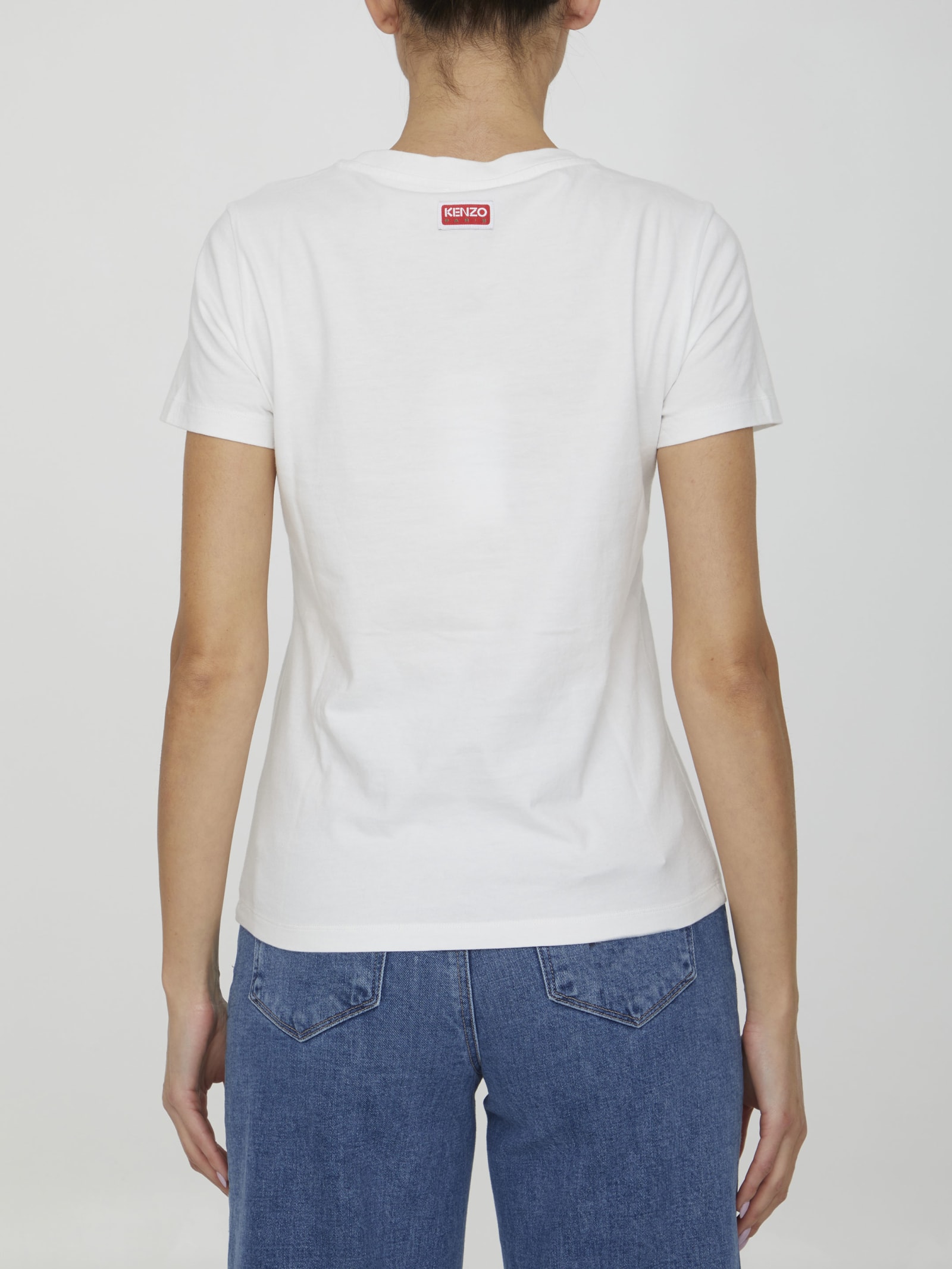 Shop Kenzo Embroidered White T-shirt