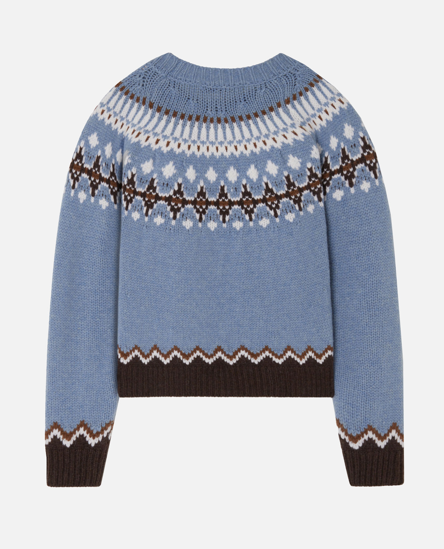Alanui Geometric Pattern Wool Crewneck Sweater In Blue