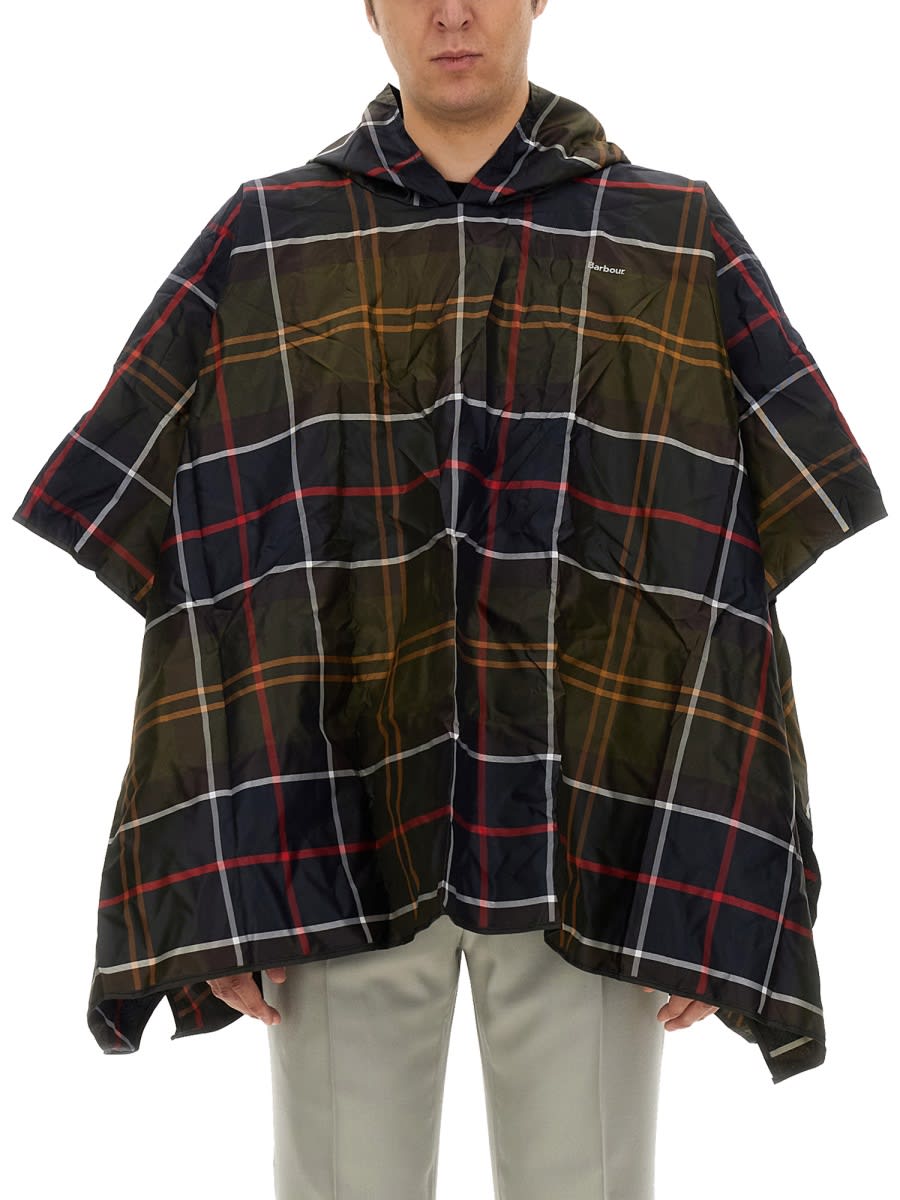 Barbour Poncho With Tartan Pattern In Brown