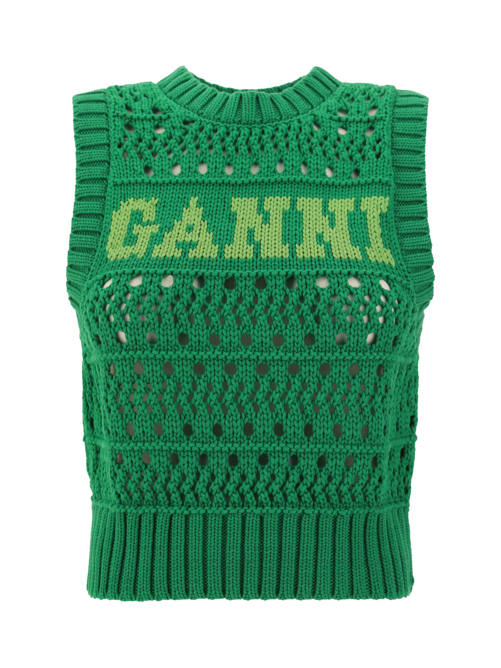 Shop Ganni Vest In Green