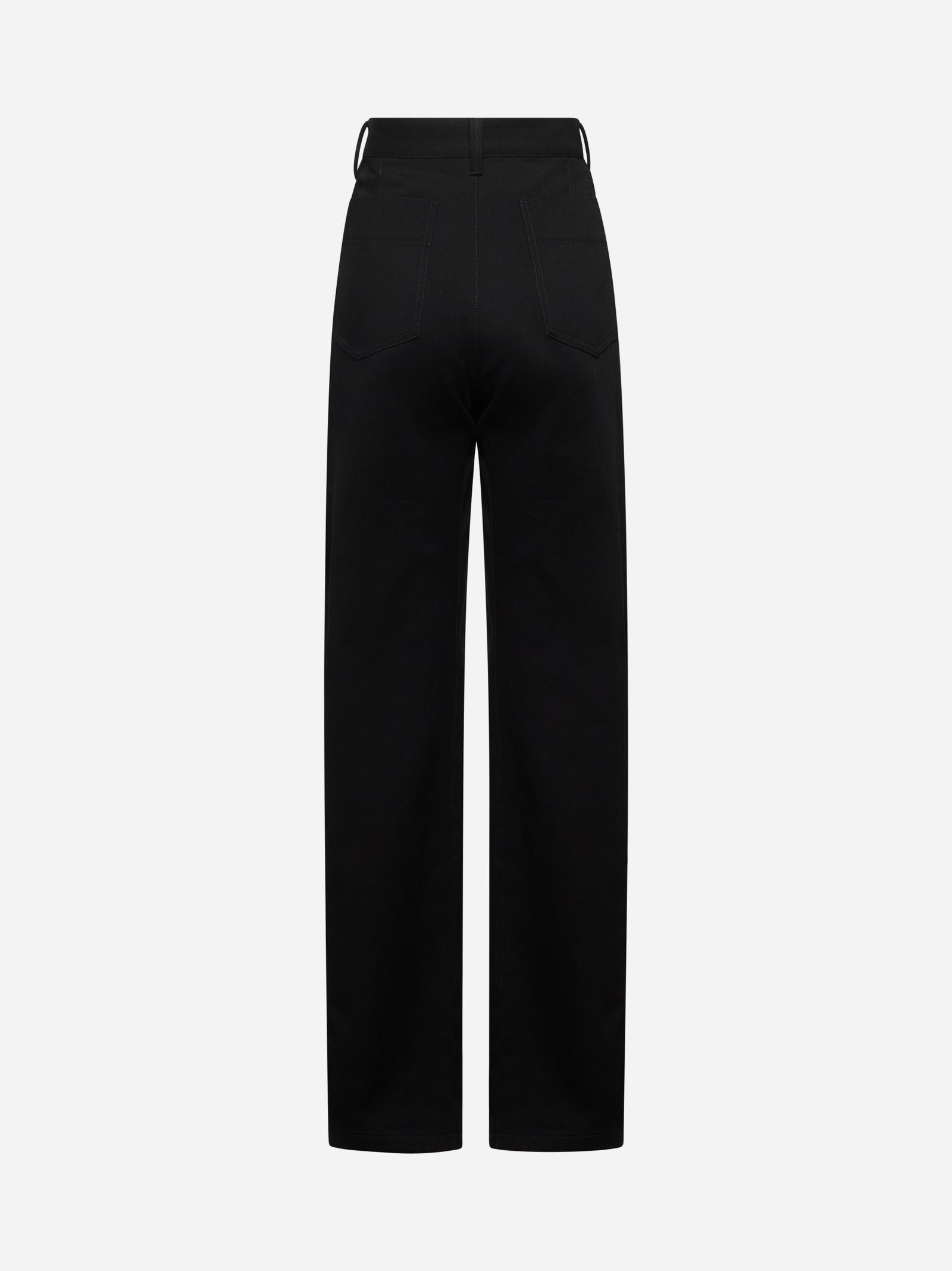 Lemaire Trousers With Twisted Belt And Wide Leg In Black