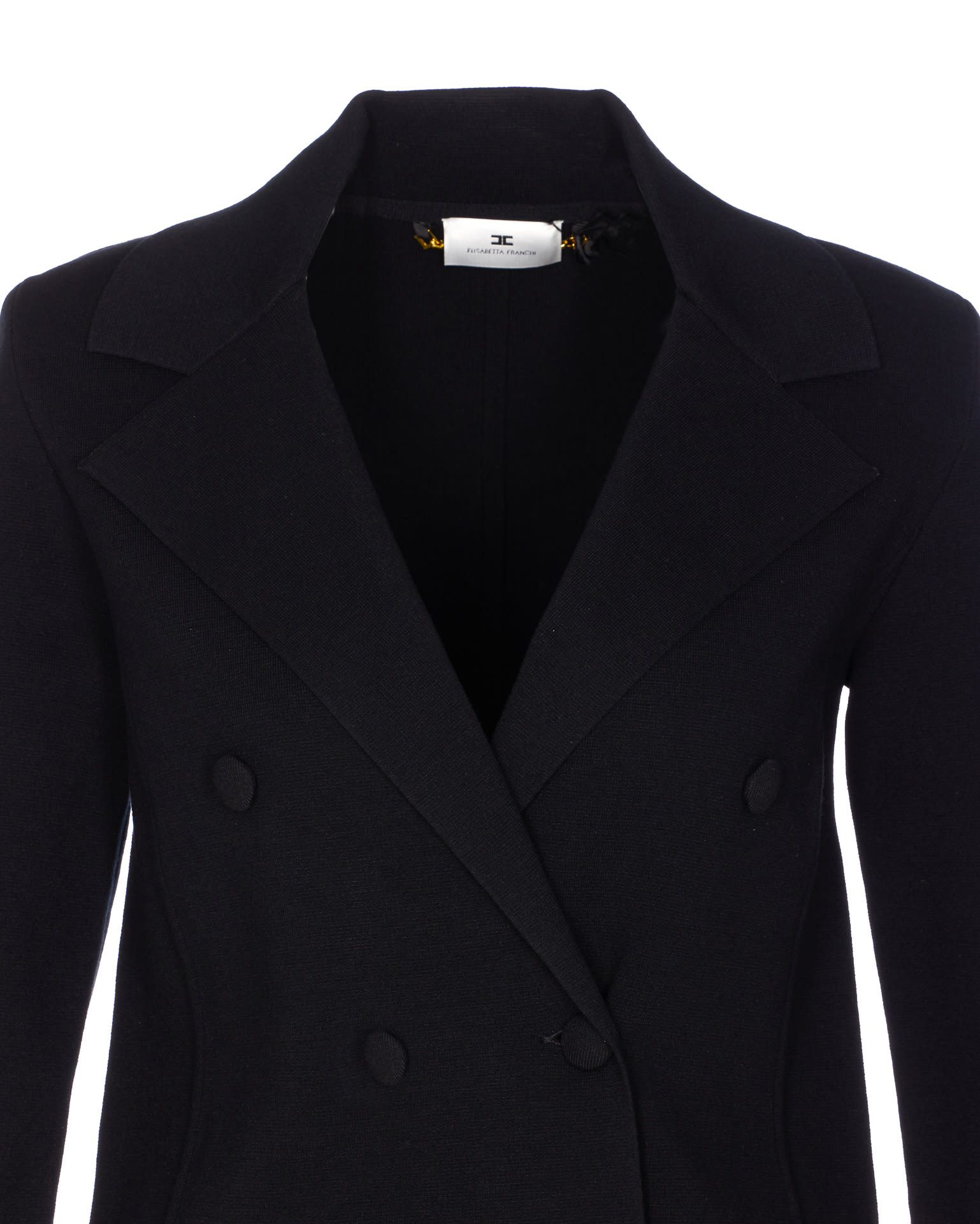 Elisabetta Franchi Double-breasted Knit Jacket With Embroidery Clothing In Black