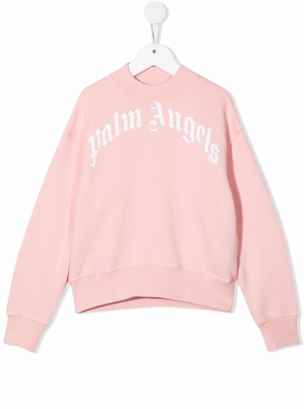 Palm Angels Pink Cotton Sweatshirt With Logo Print