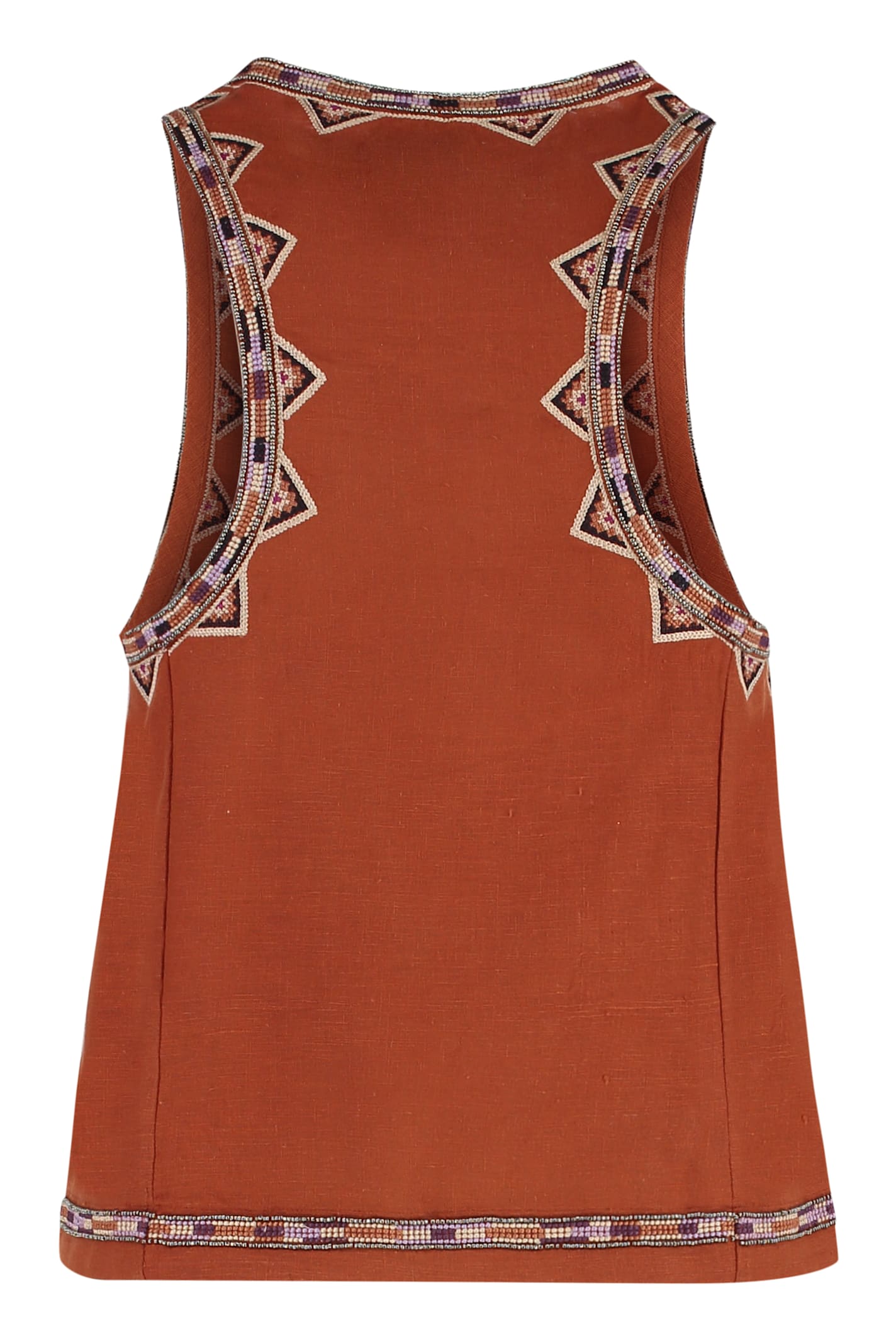 Isabel Marant Zahara Beaded Silk Tank Top In Orange