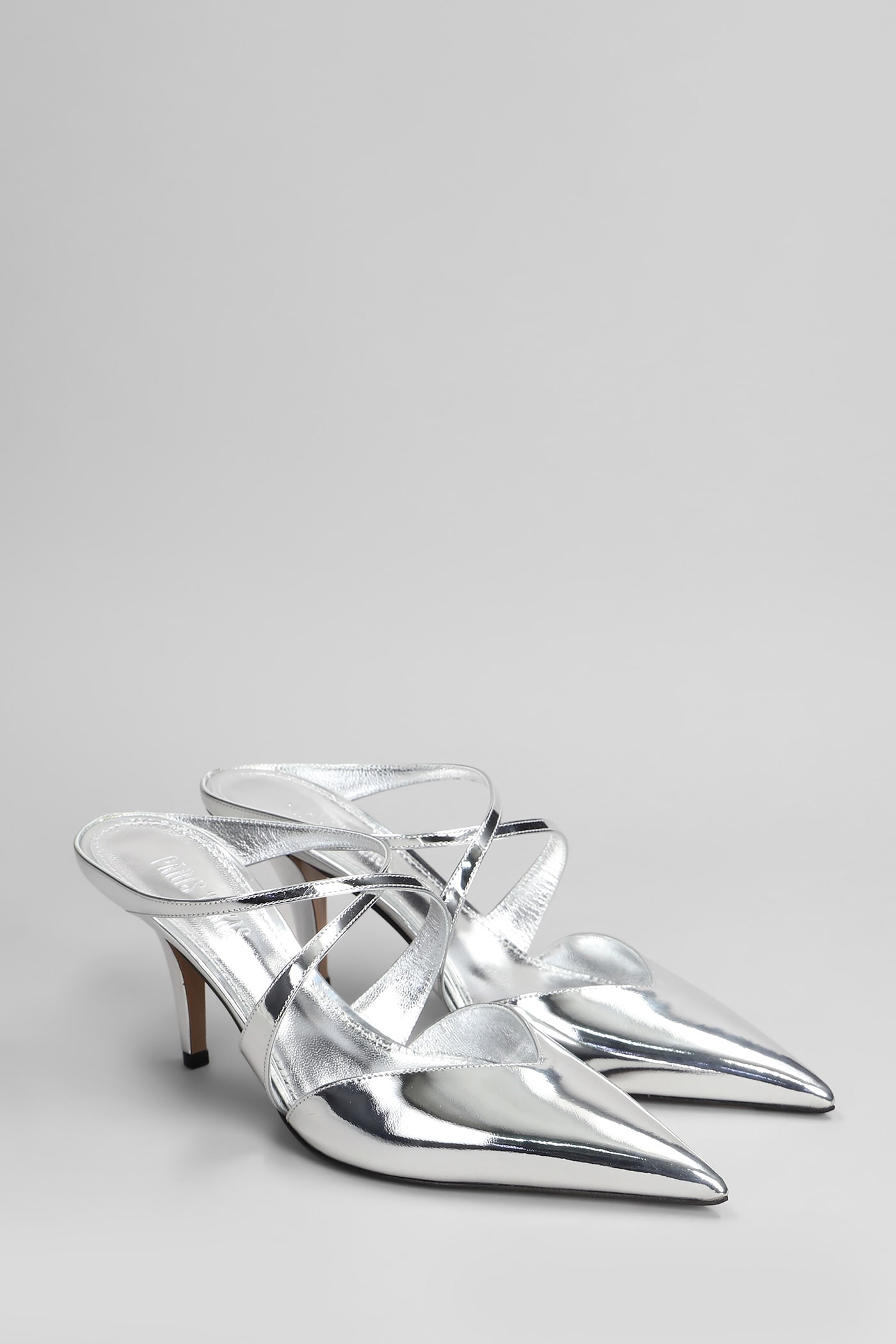 Paris Texas Laila Mule 75 Slipper-mule In Silver Leather In Silver