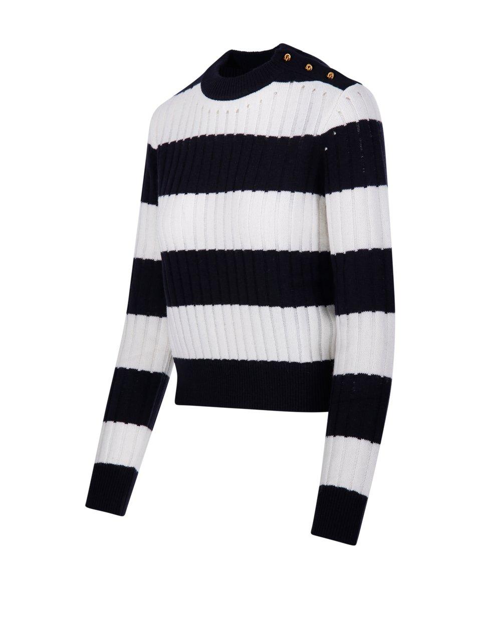 Max Mara Striped Crop Sweater In Wool And Cashmere In Panna/cacha