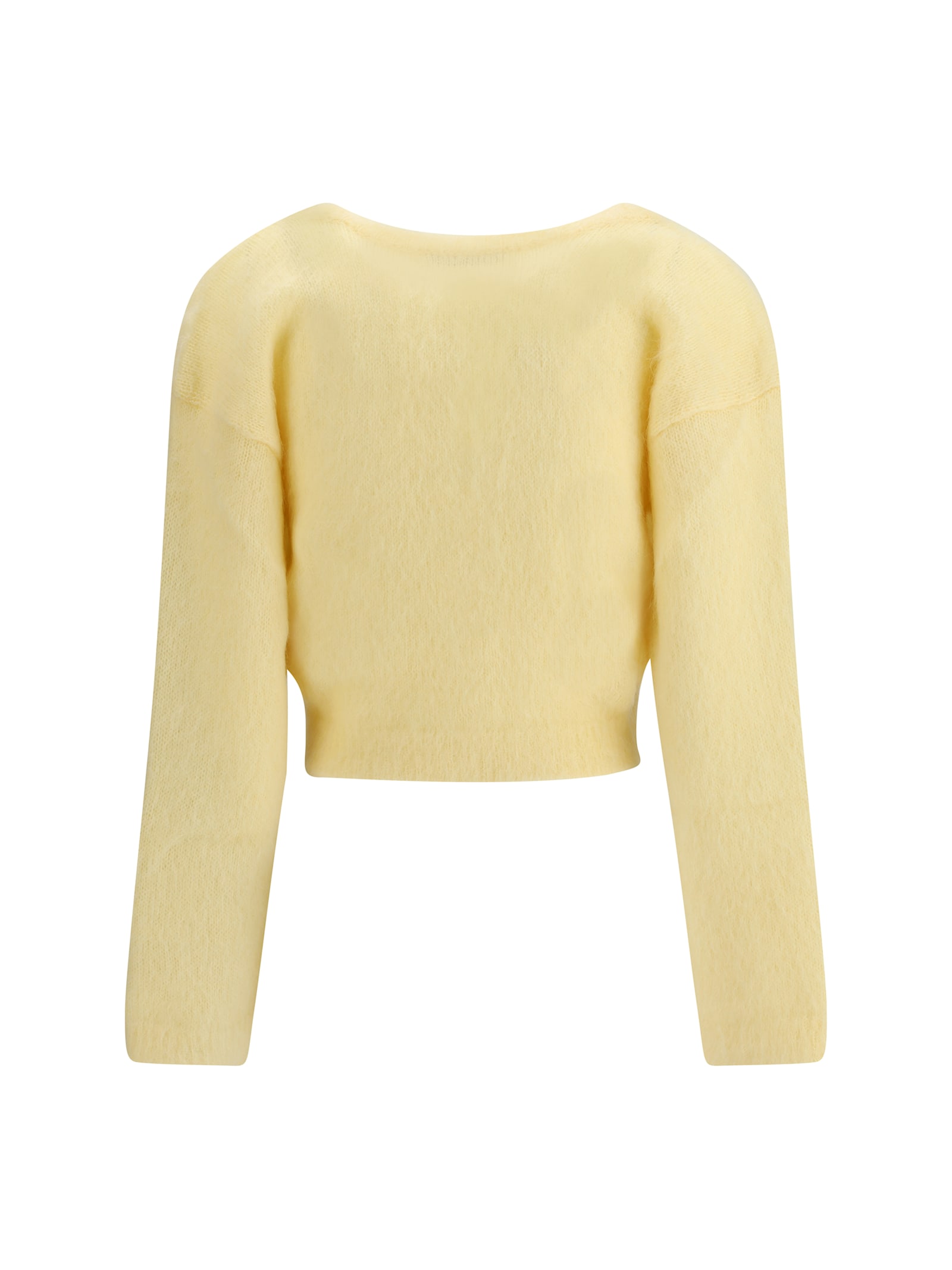 Alessandra Rich Women Mohair Cardigan With Embroidery In Yellow
