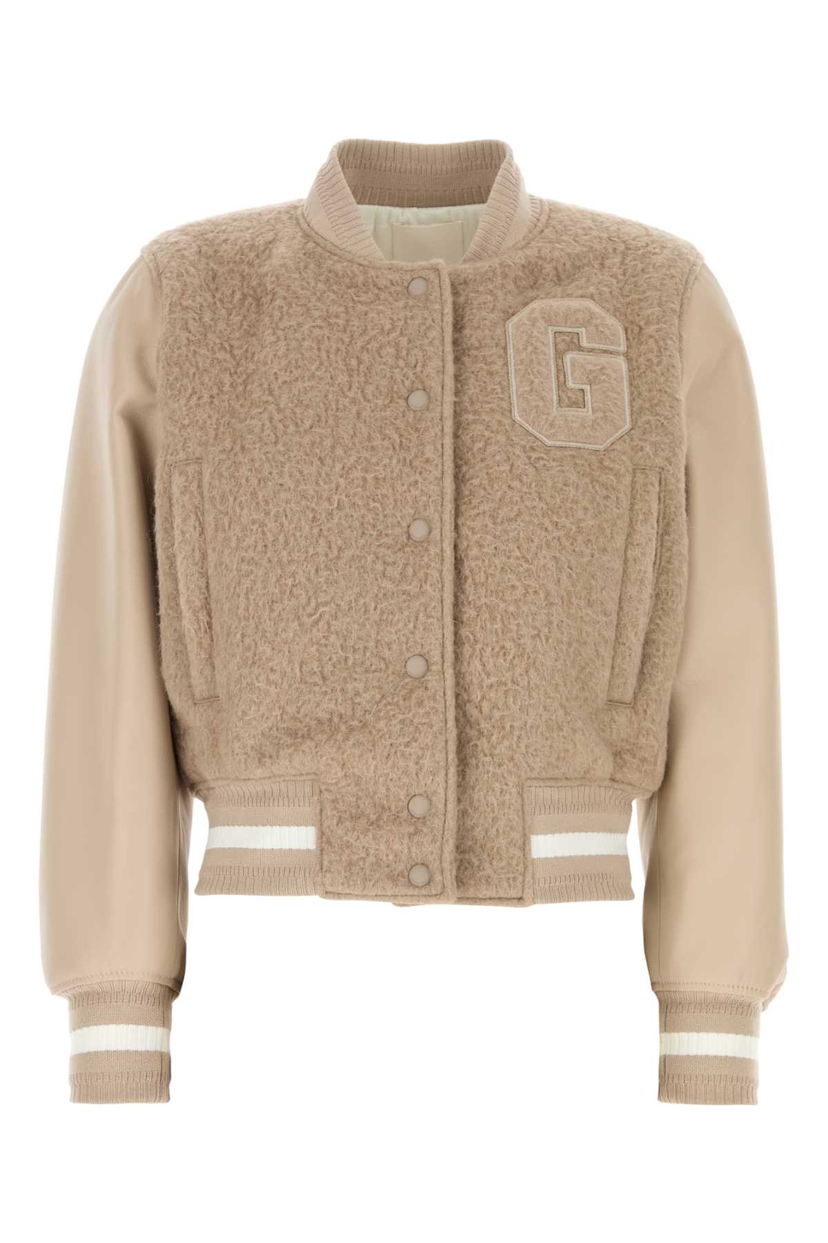 Shop Givenchy Cappuccino Alpaca Blend Bomber Jacket In Pumicebeige