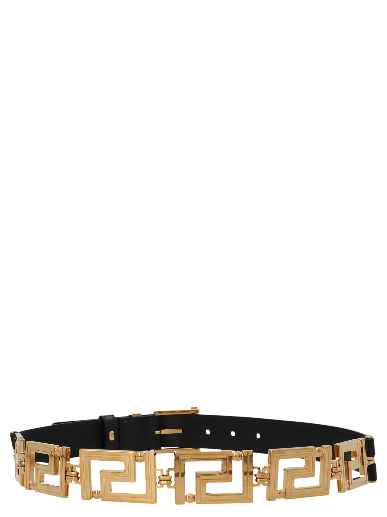 Shop Versace Logo Chain Belt In Black