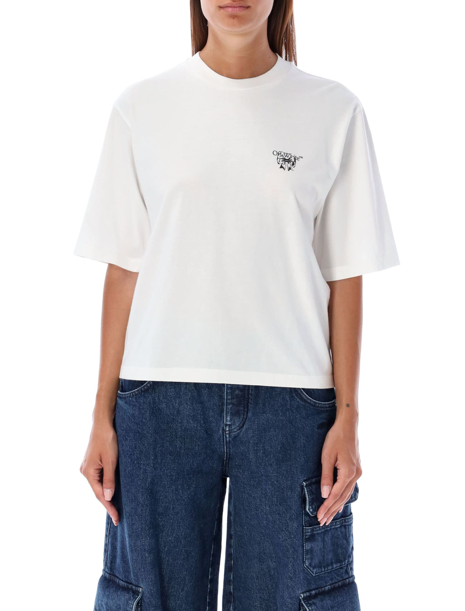 Shop Off-white Bow Arrow Boxy T-shirt In White Black