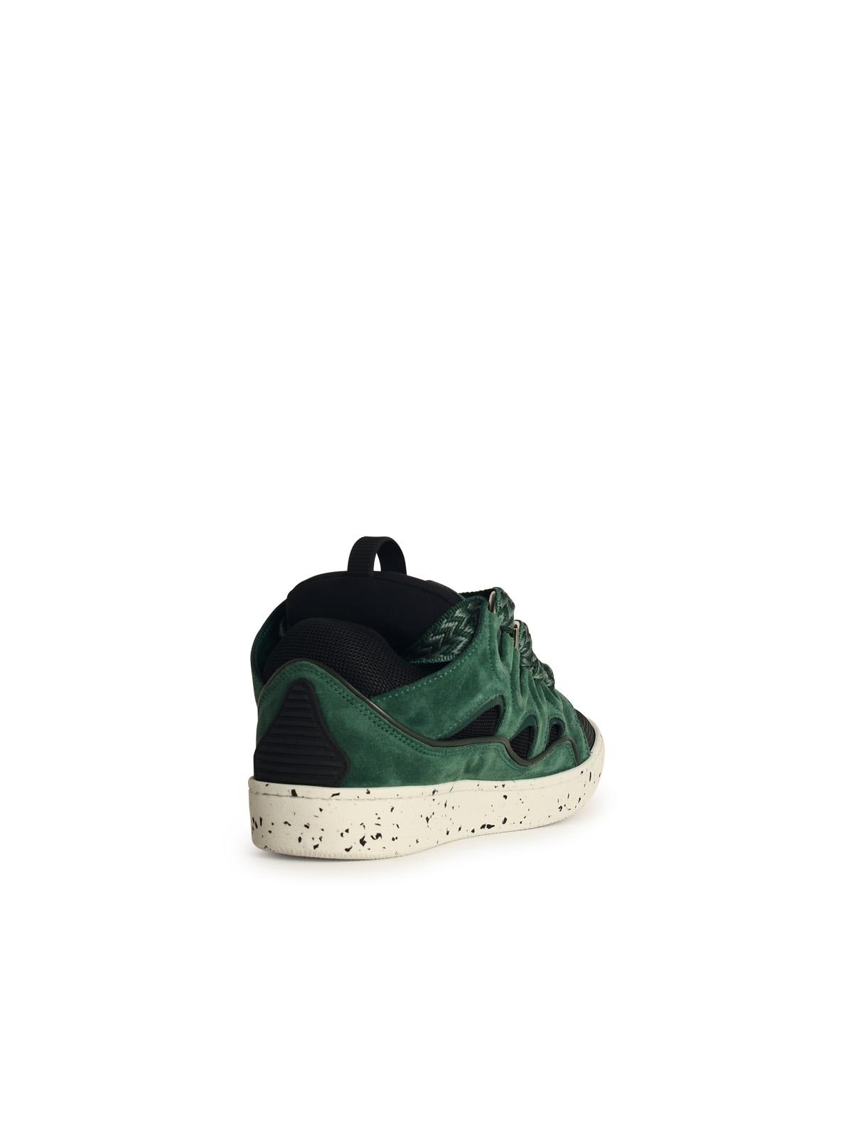 Shop Lanvin Curb Green Leather Blend Sneakers