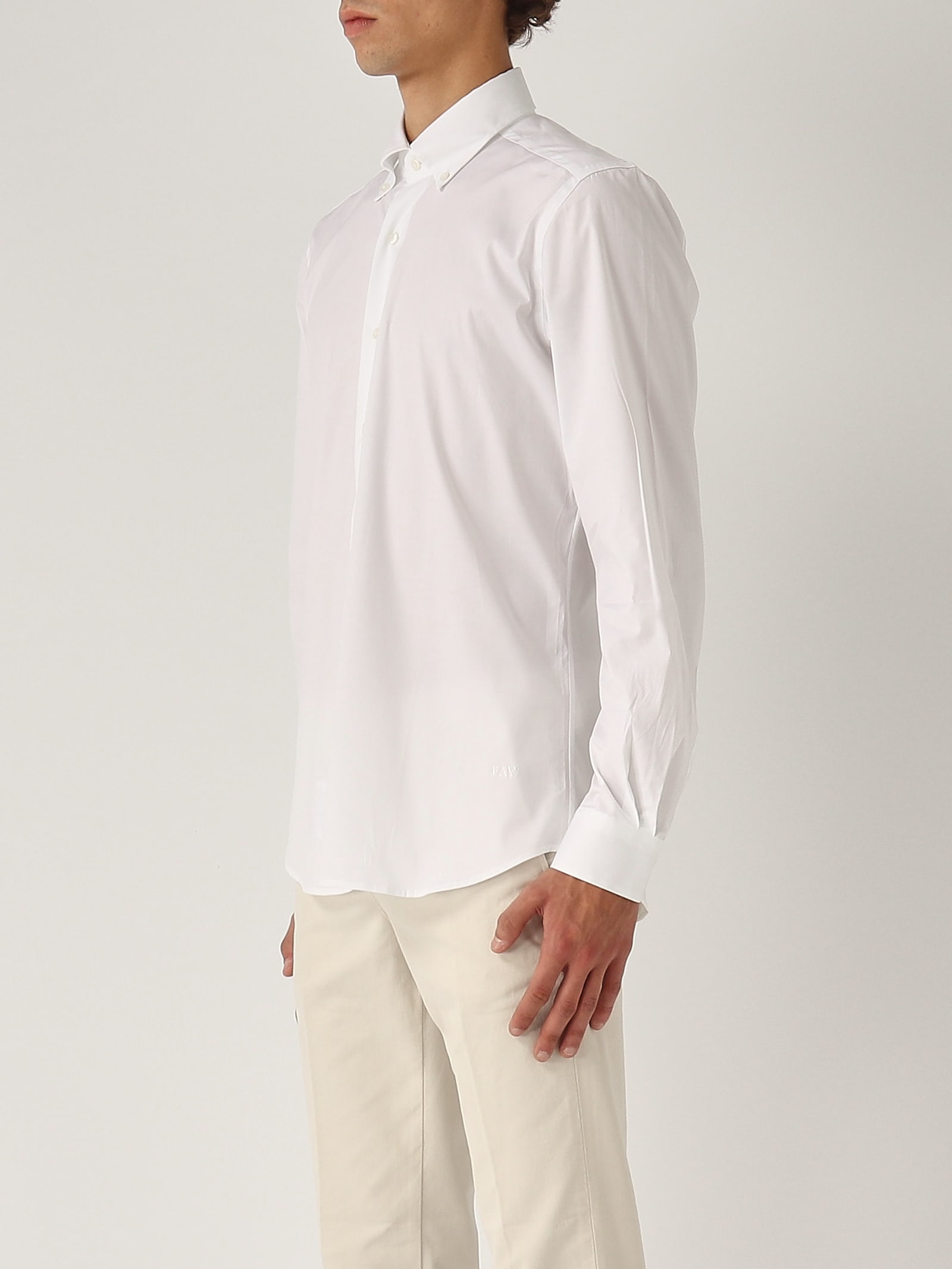 Shop Fay Camicia Button Down Stretch Shirt In Bianco