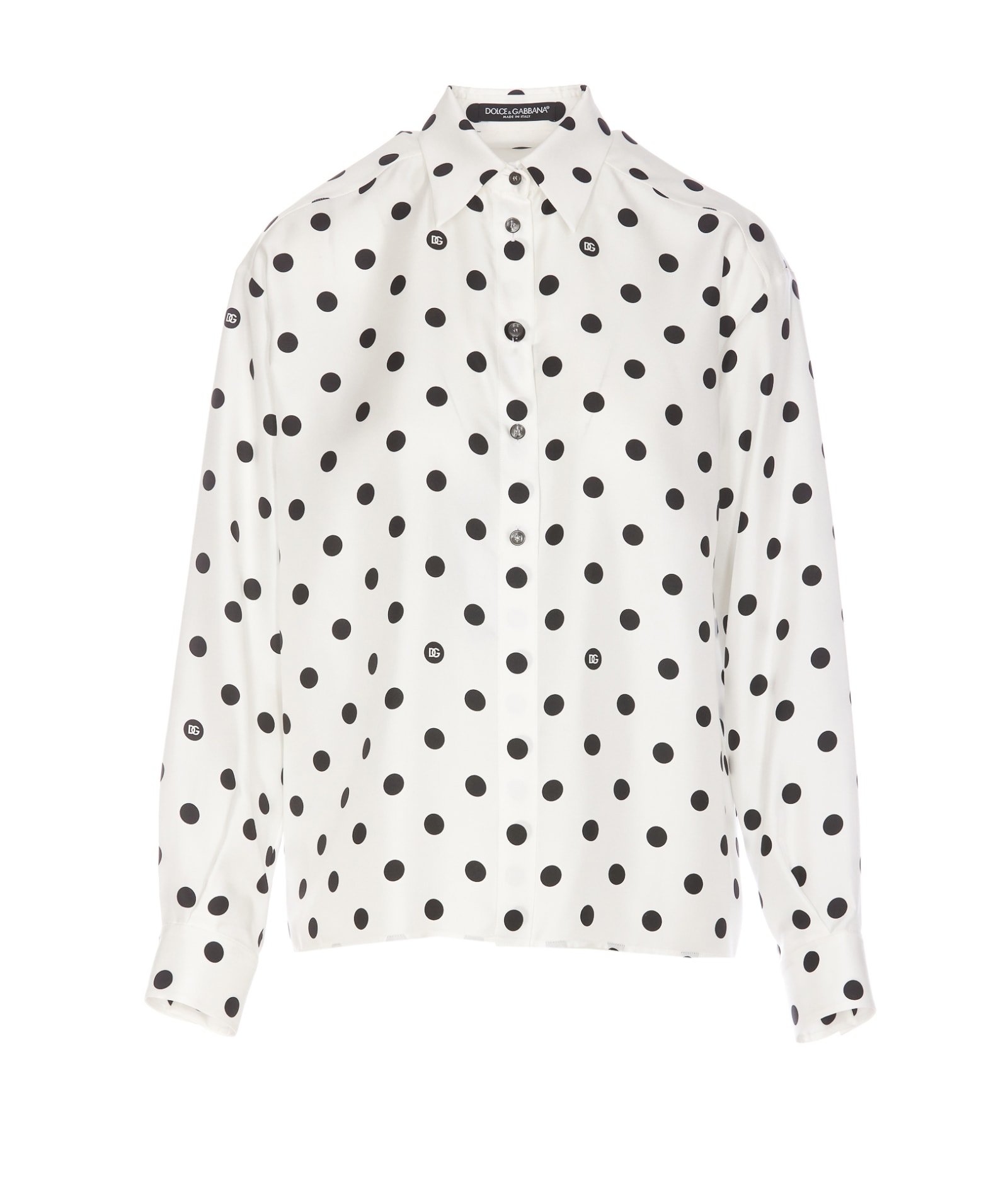 Shop Dolce & Gabbana Polka Dots Print Shirt In White