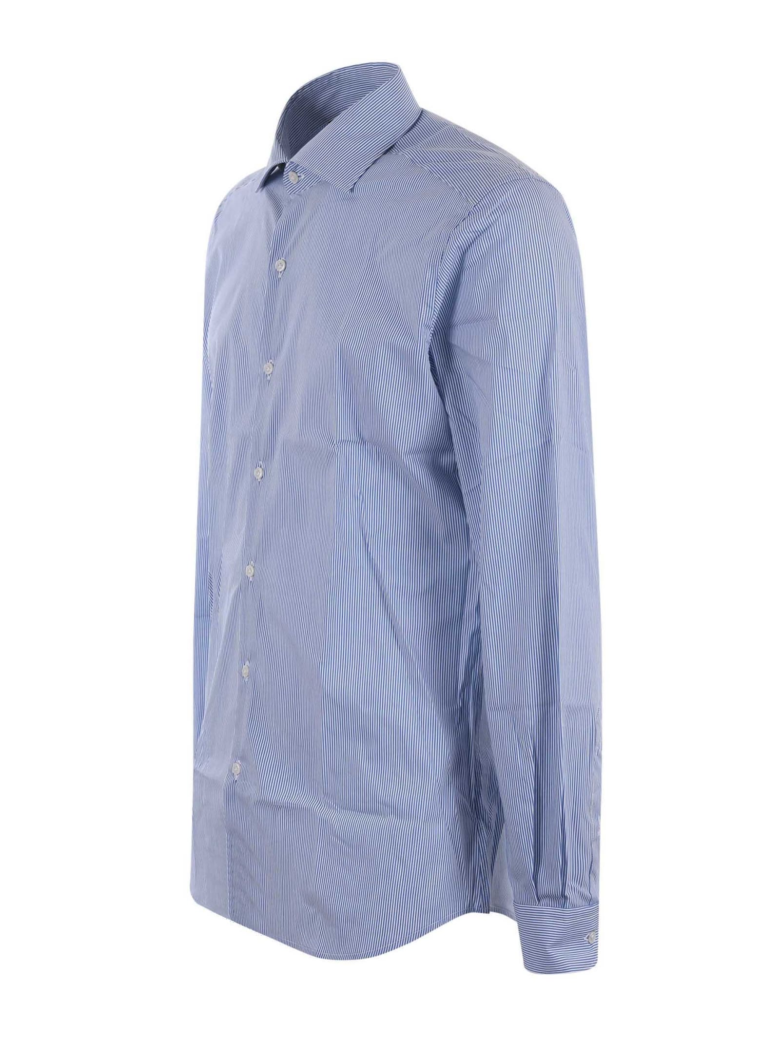 Shop Fay Shirt In Bianco/azzurro