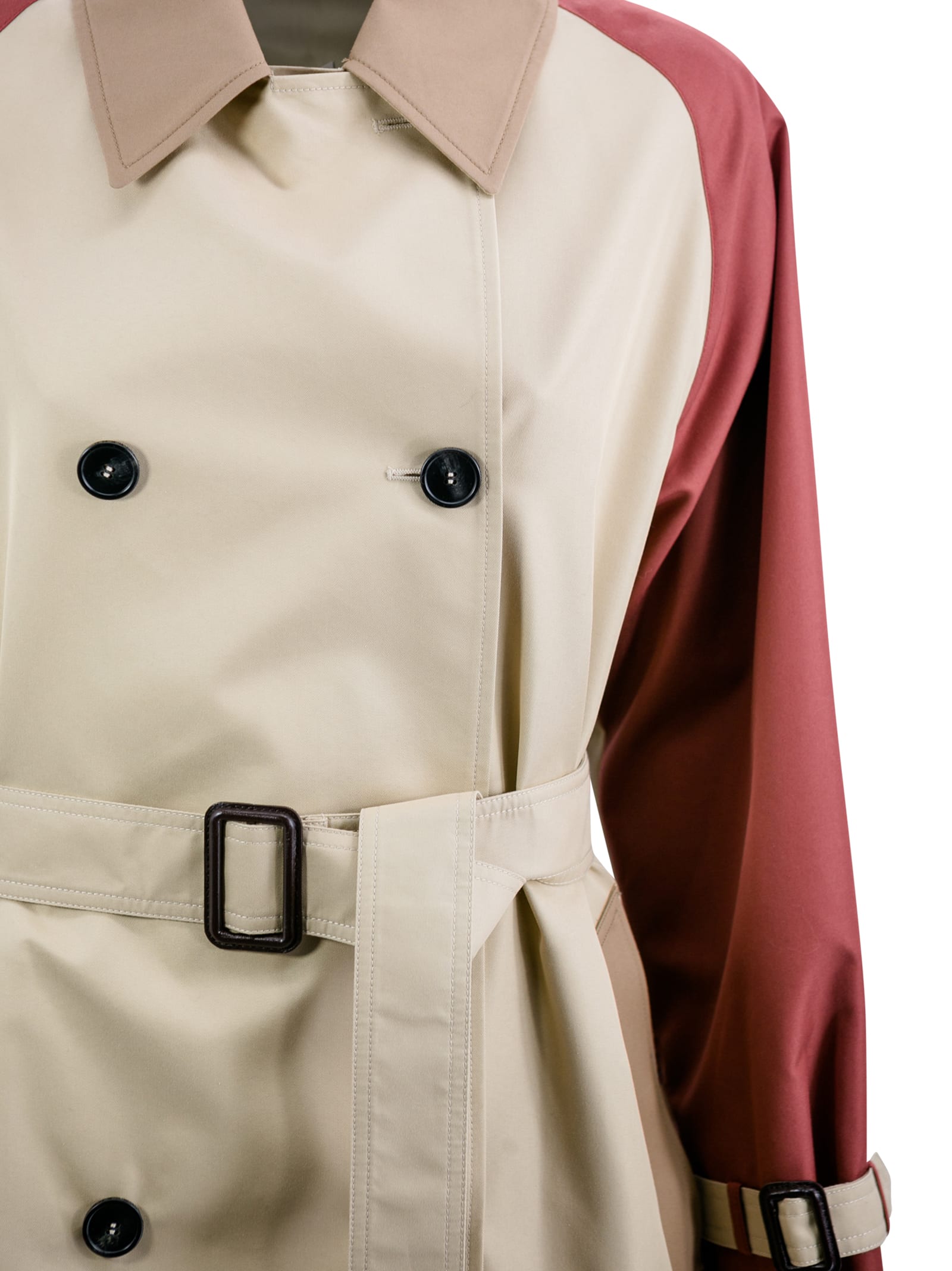 Shop Weekend Max Mara Double-breasted Trench Coat In Drip-proof Gabardine In Beige