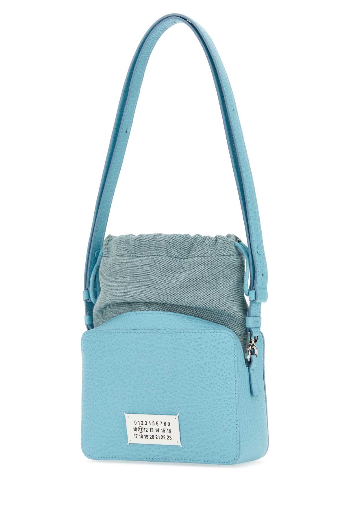 Shop Maison Margiela Light Blue Leather And Fabric 5ac Bucket Bag In Aqua