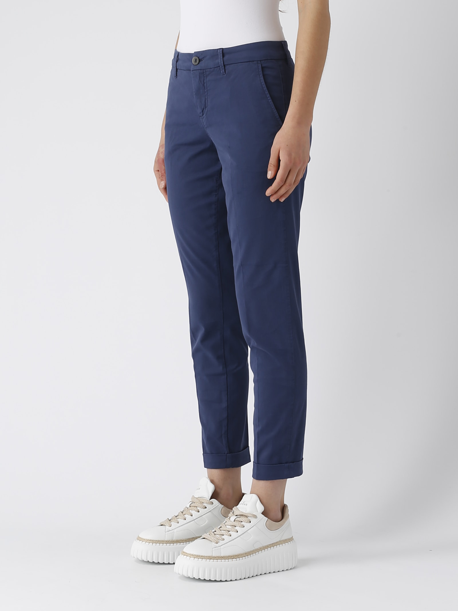 Fay Chino Trousers In Cotton In Navy