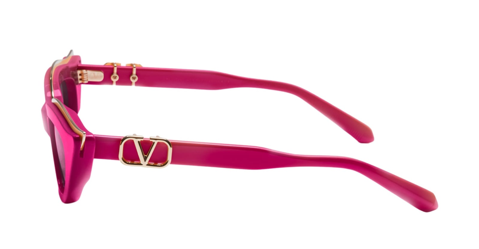 Shop Valentino V-goldcut Ii - Pink / White Gold Sunglasses In Pink/gold