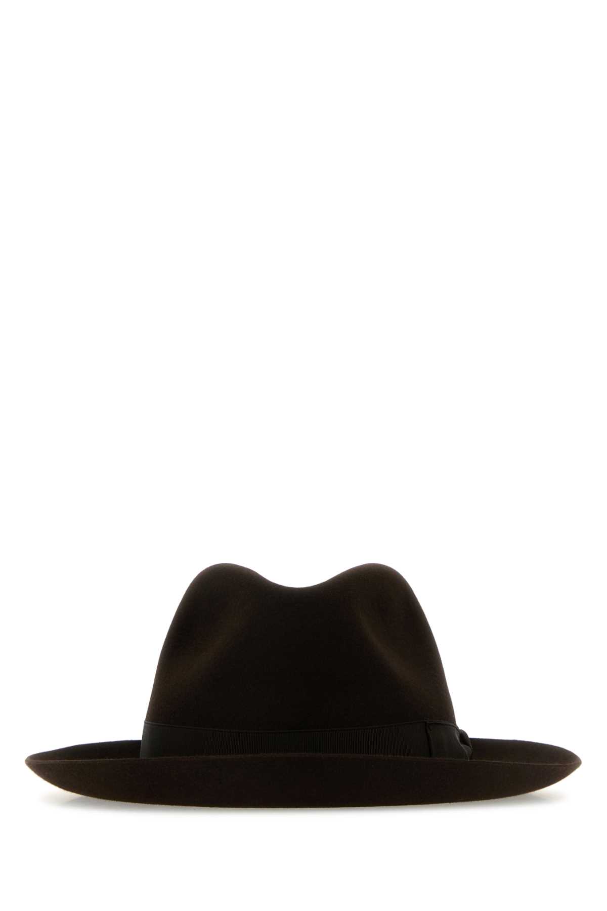 Shop Borsalino Chocolate Velour Hat In Moka