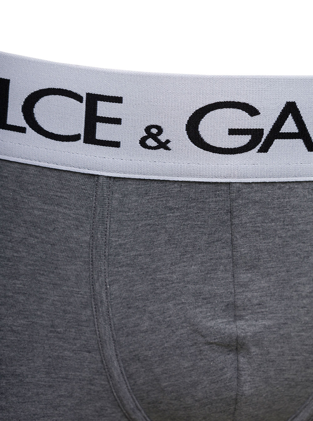 Shop Dolce & Gabbana Grey Boxer Briefs With Branded Waistband In Stretch Cotton Man