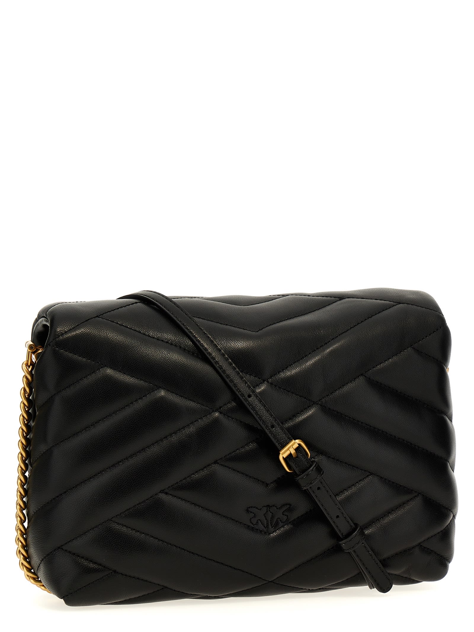 Shop Pinko Classic Love Bag Click Puff Crossbody Bag In Black