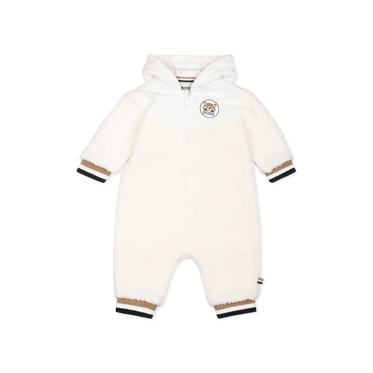 Hugo Boss Ivory Babygrow For Baby Boy With Logo In Ivory