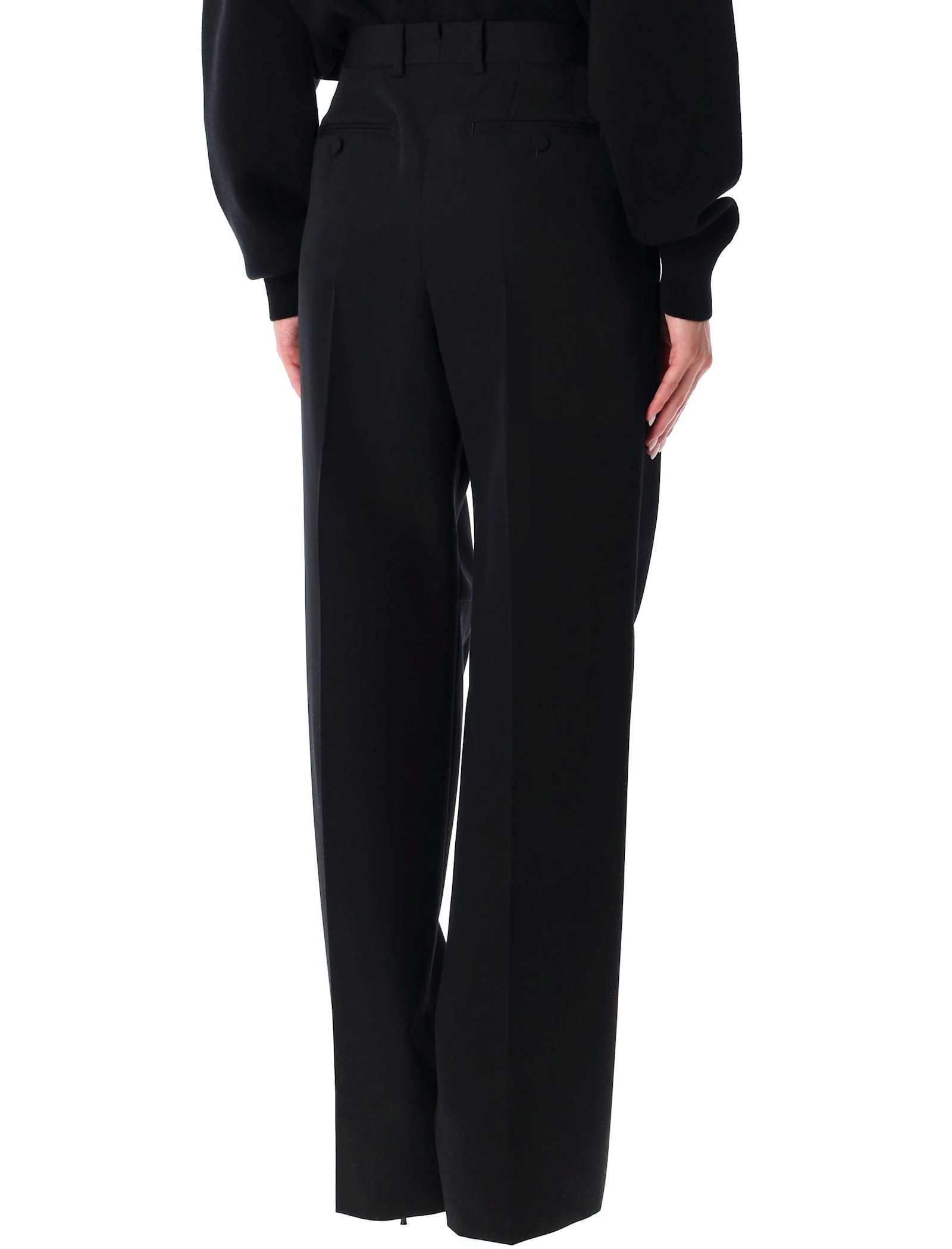 Tom Ford Tailored Wide Leg Wool Trousers In Black