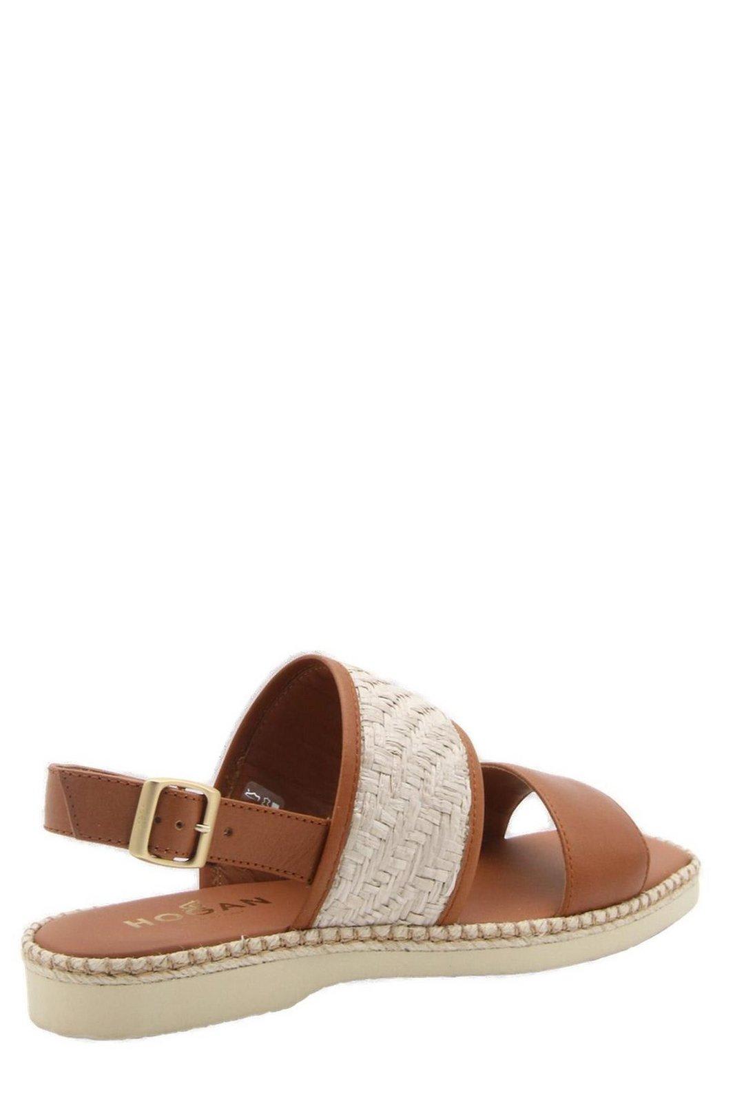Shop Hogan H660 Double-strap Woven Sandals In Leather