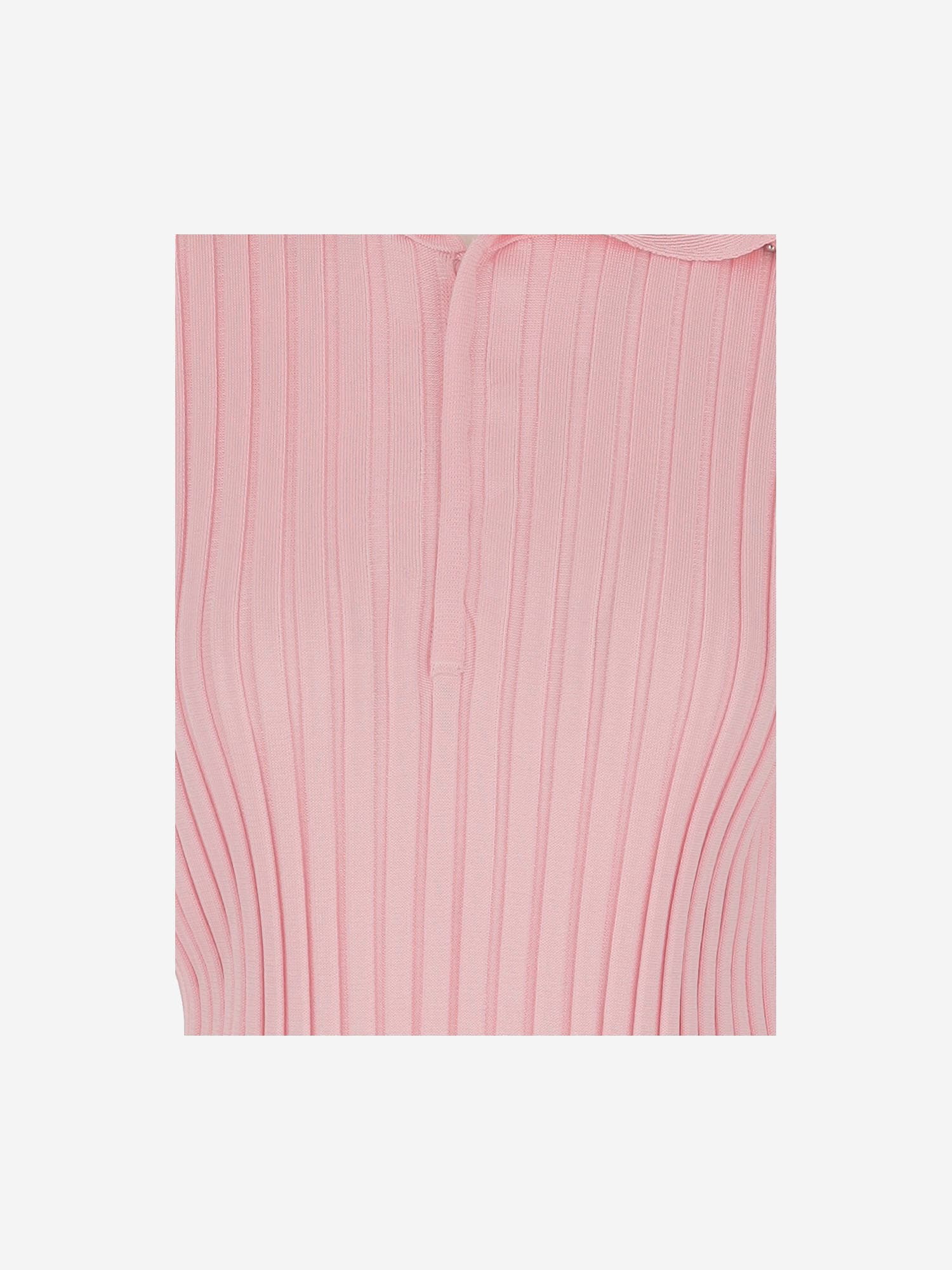 Jil Sander Ruffle Flounce Polo Shirt In Viscose Blend In Pink