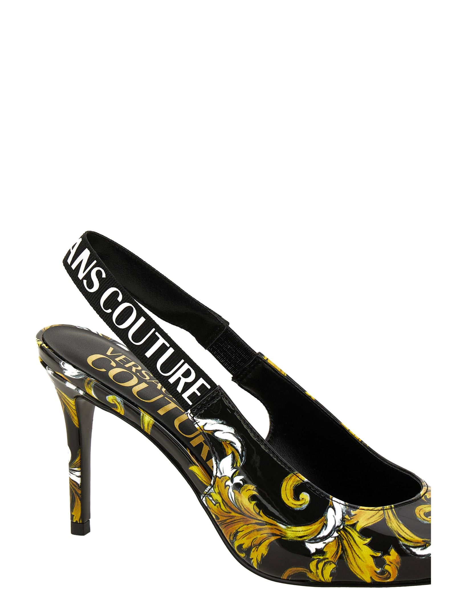 Versace Jeans Couture Regalia Baroque Slingback In Patent Leather In Black