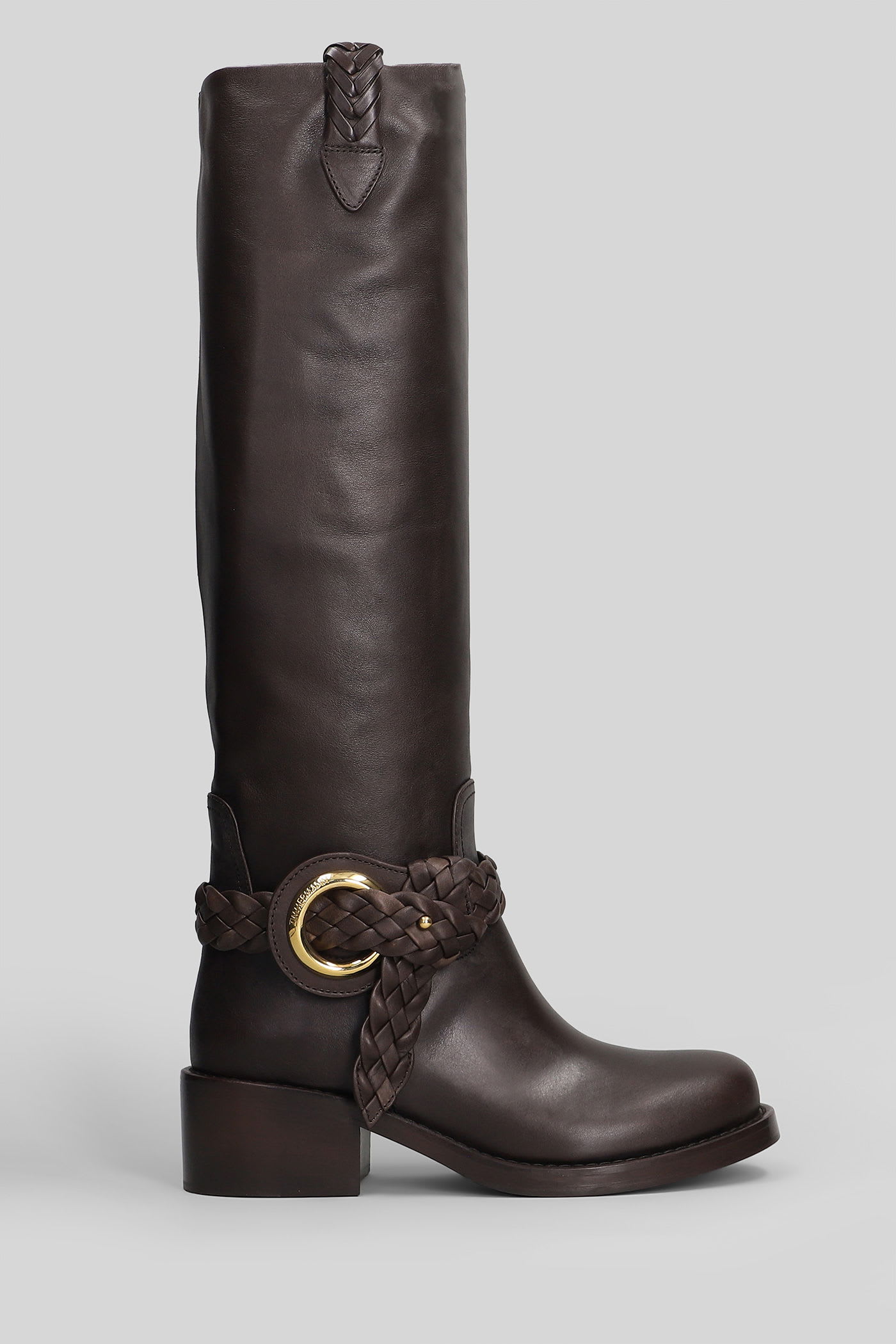 Zimmermann Helix High Heels Boots In Brown Leather