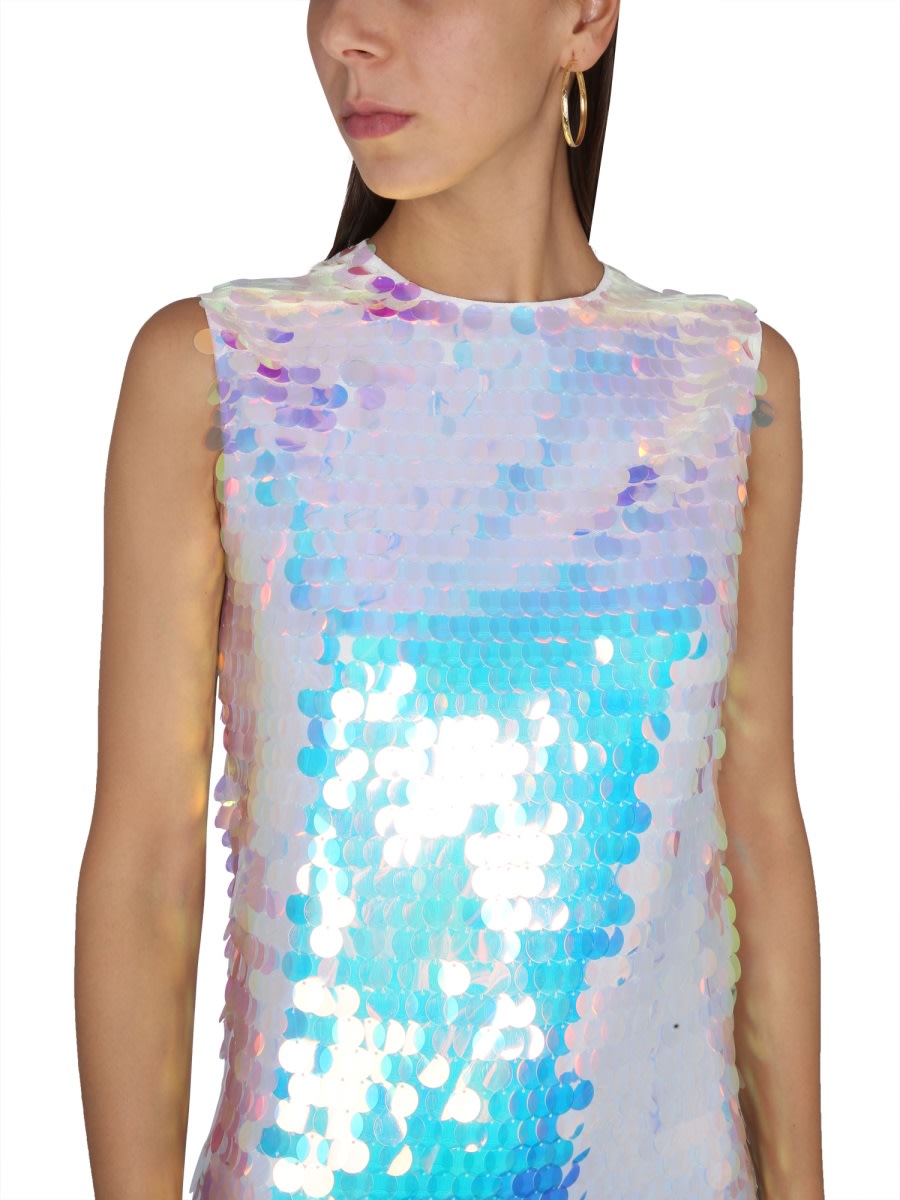 Nina Ricci Sleeveless Mini Dress With Iridescent Sequins In Multicolour