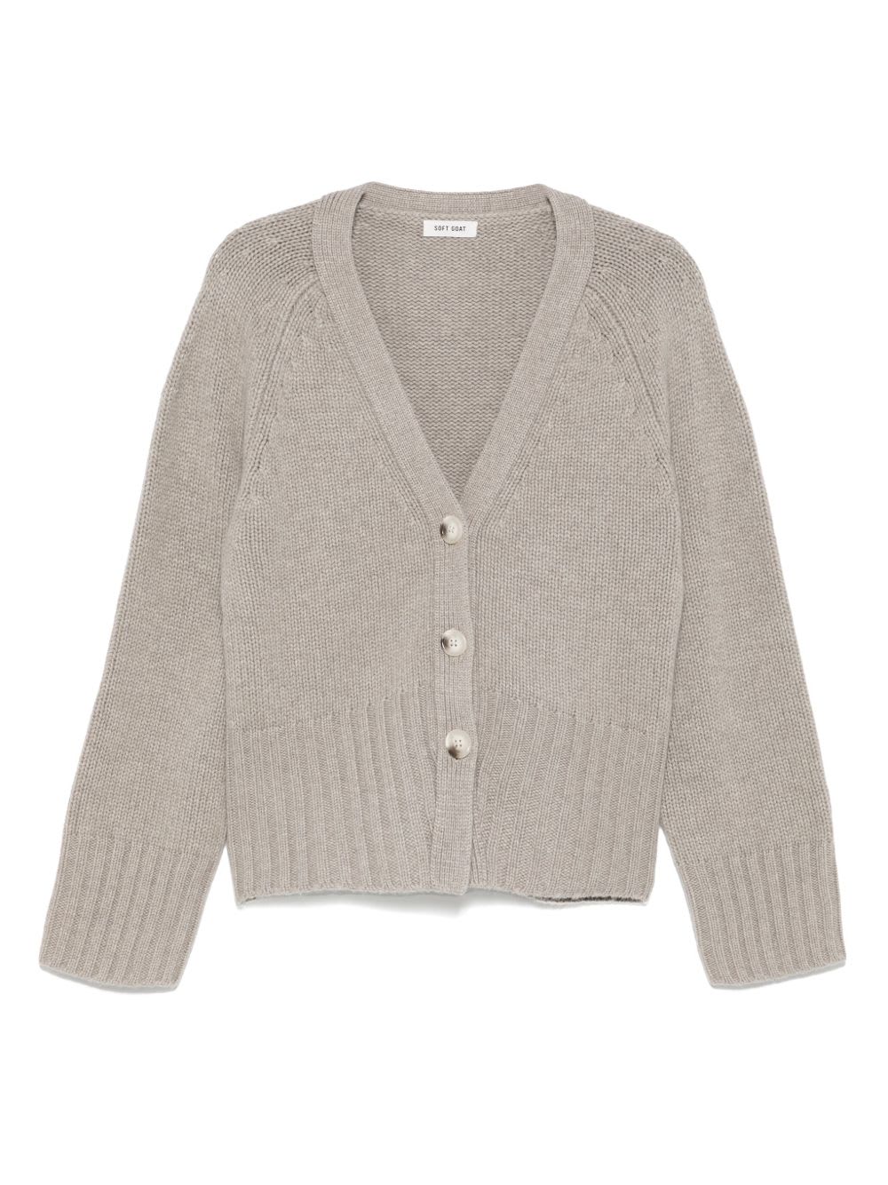 Goat Cashmere V-necked Cardigan In Gray
