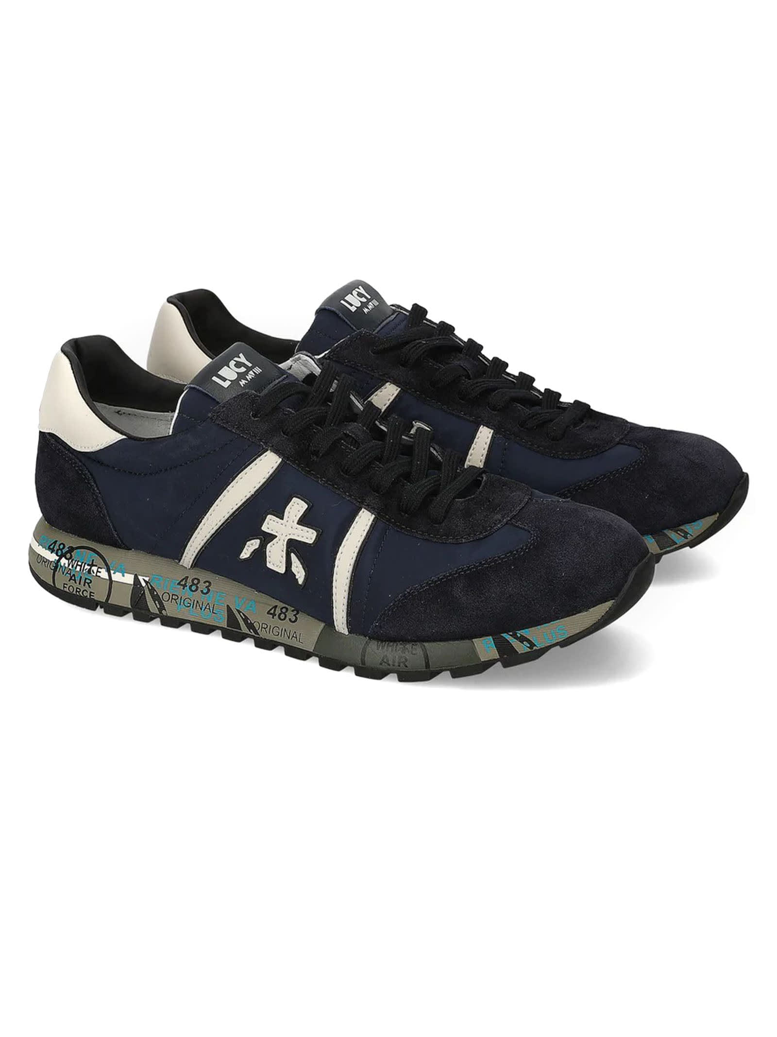 Shop Premiata Blue Lucy Low-top Sneakers