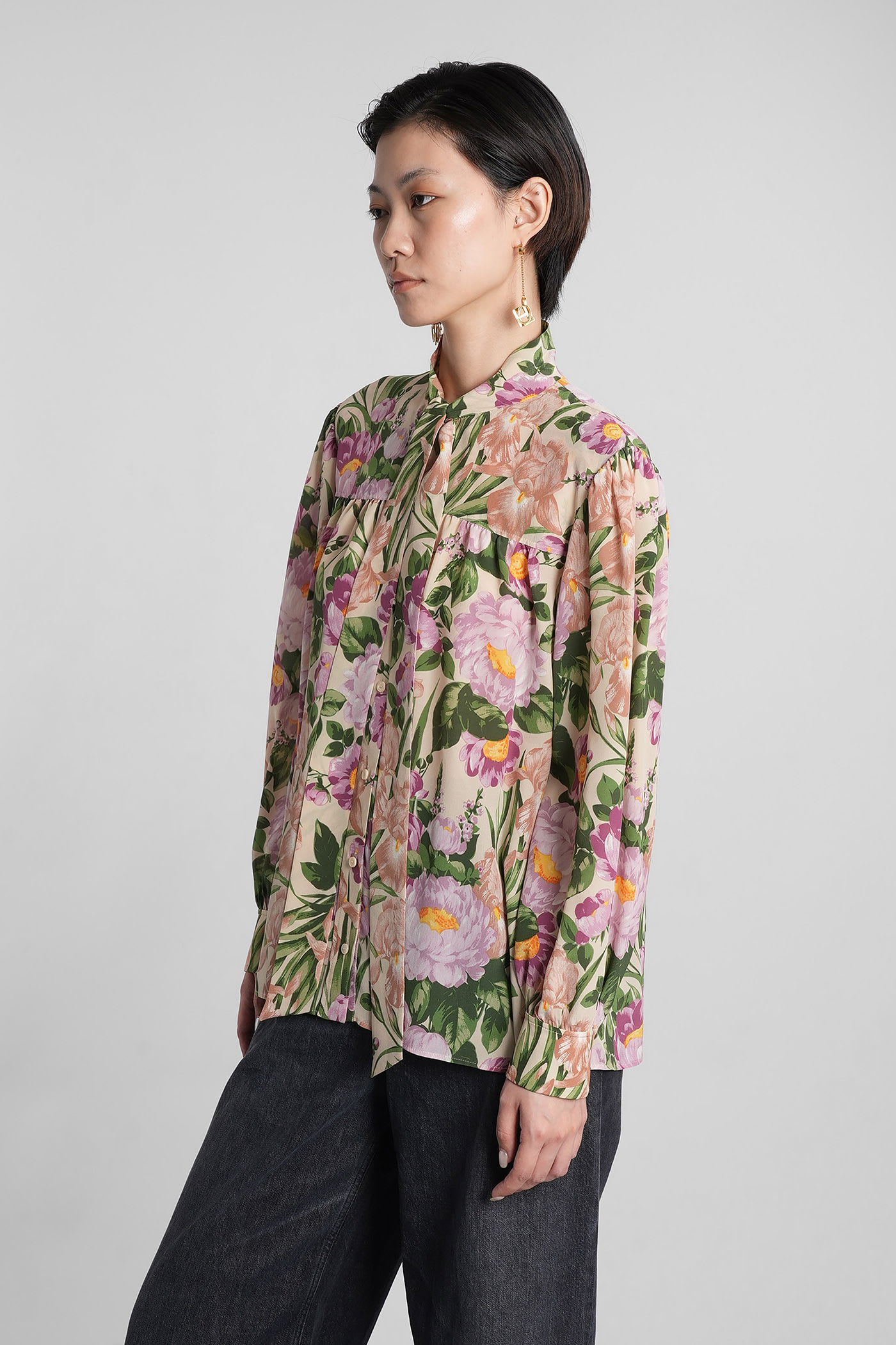 Chloé Chloe Printed Crepe Shirt In Multi
