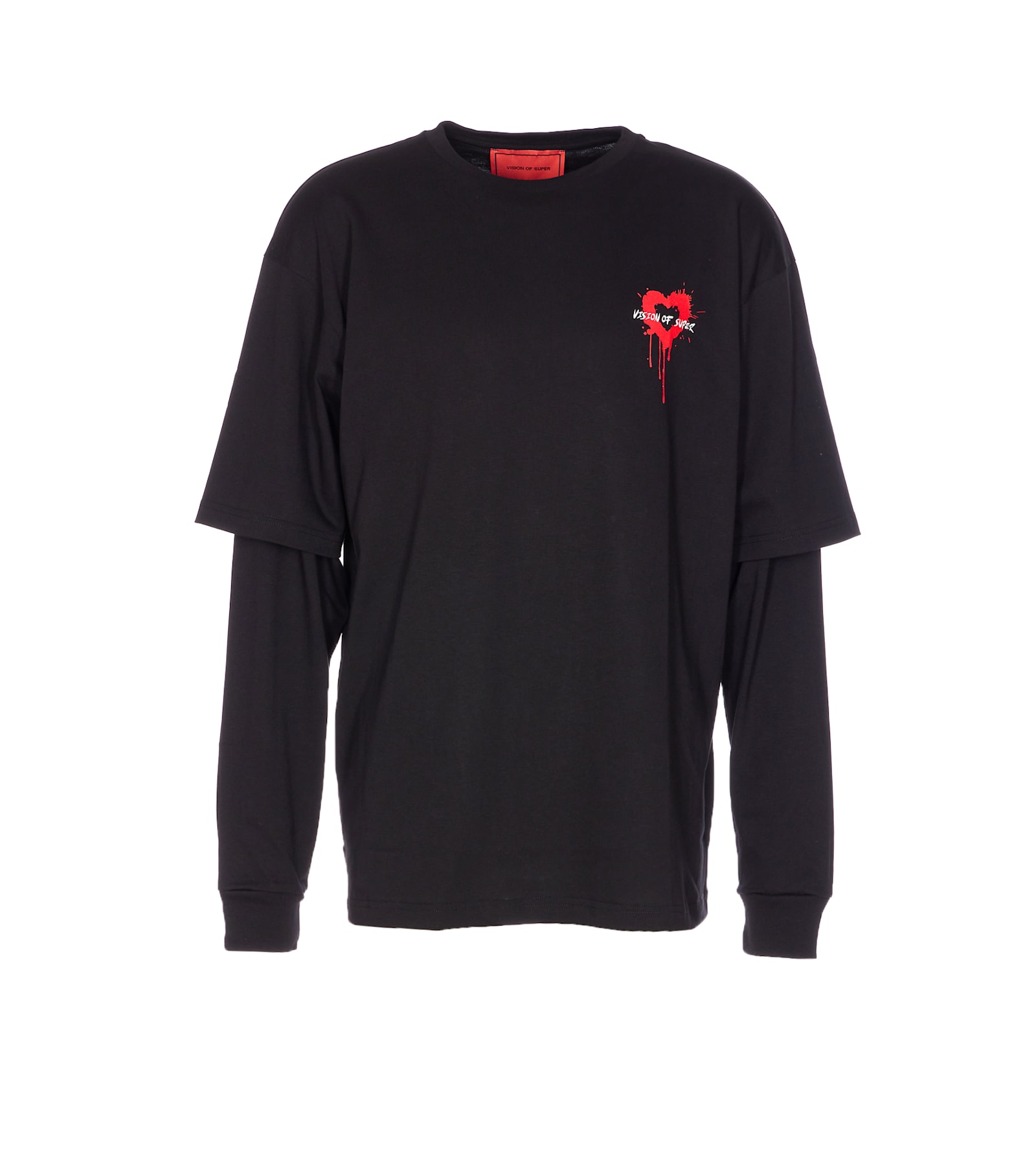 Vision Of Super Double Sleeves Puff Print T-shirt In Black